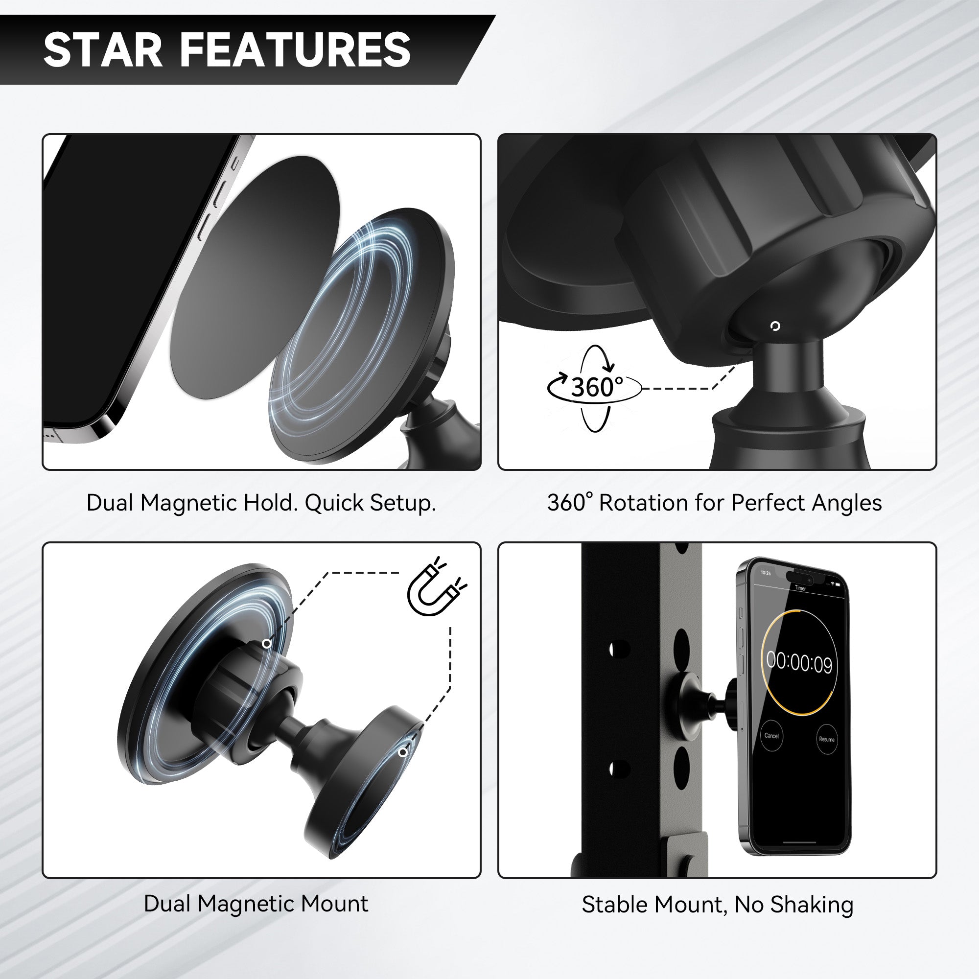 EVOLPOW Fitness Magnetic Phone Mount