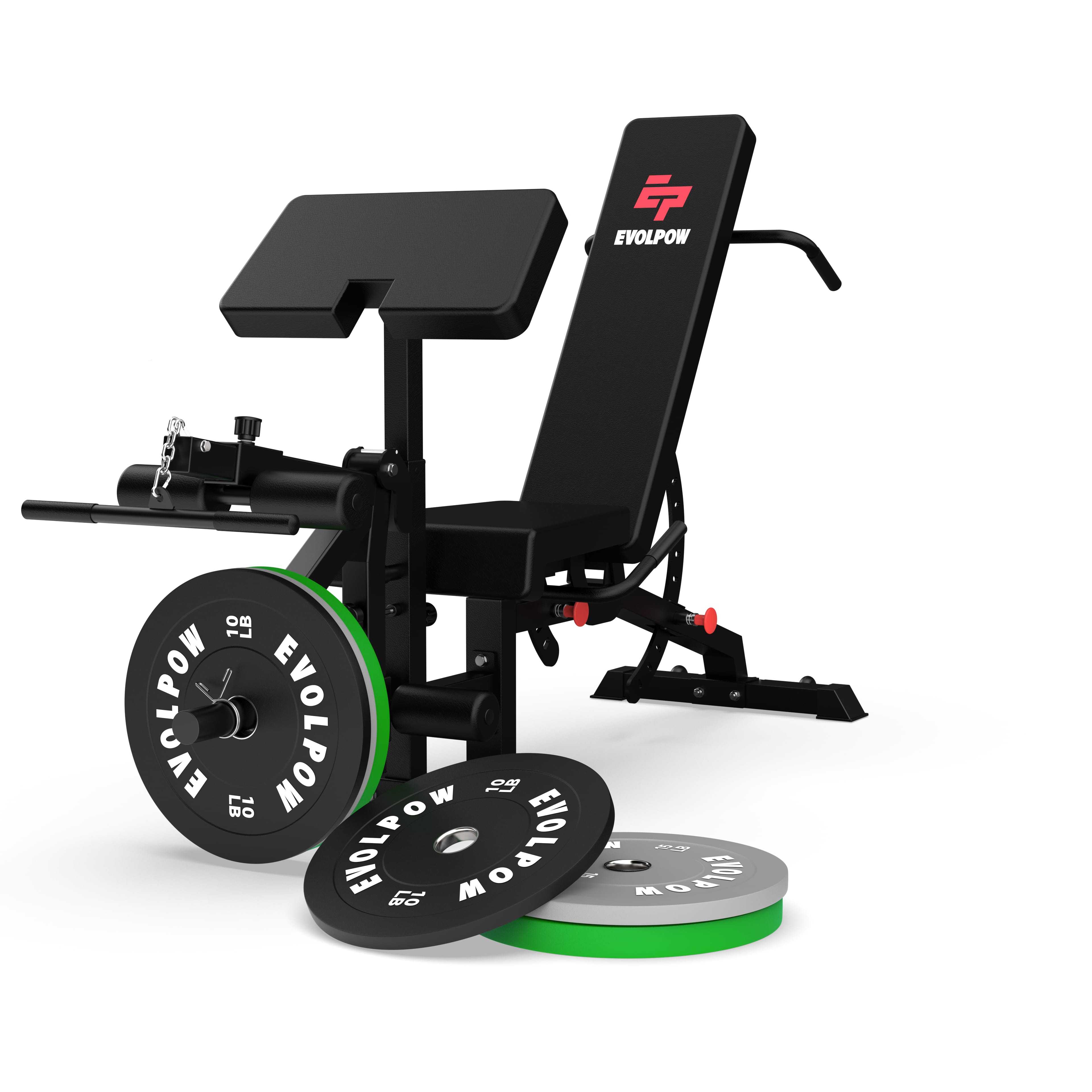 EVOLPOW BEC Multi-functional Adjustable Weight Bench with Preacher Curl and Leg Extension