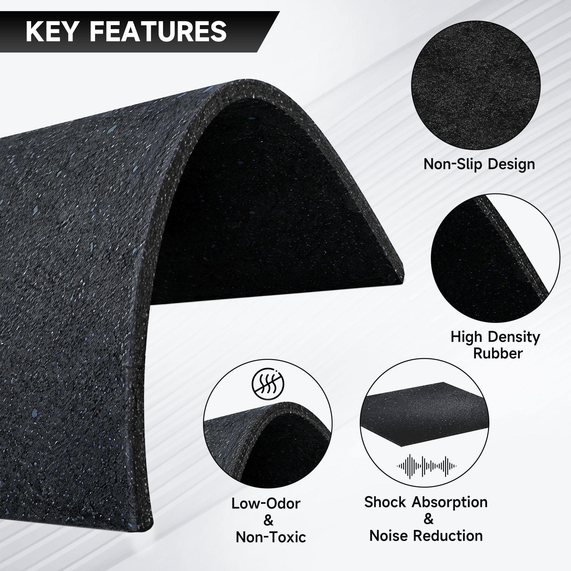 EVOLPOW 12Pcs Rubber Flooring Gym Mat Set 0.6" Thickness