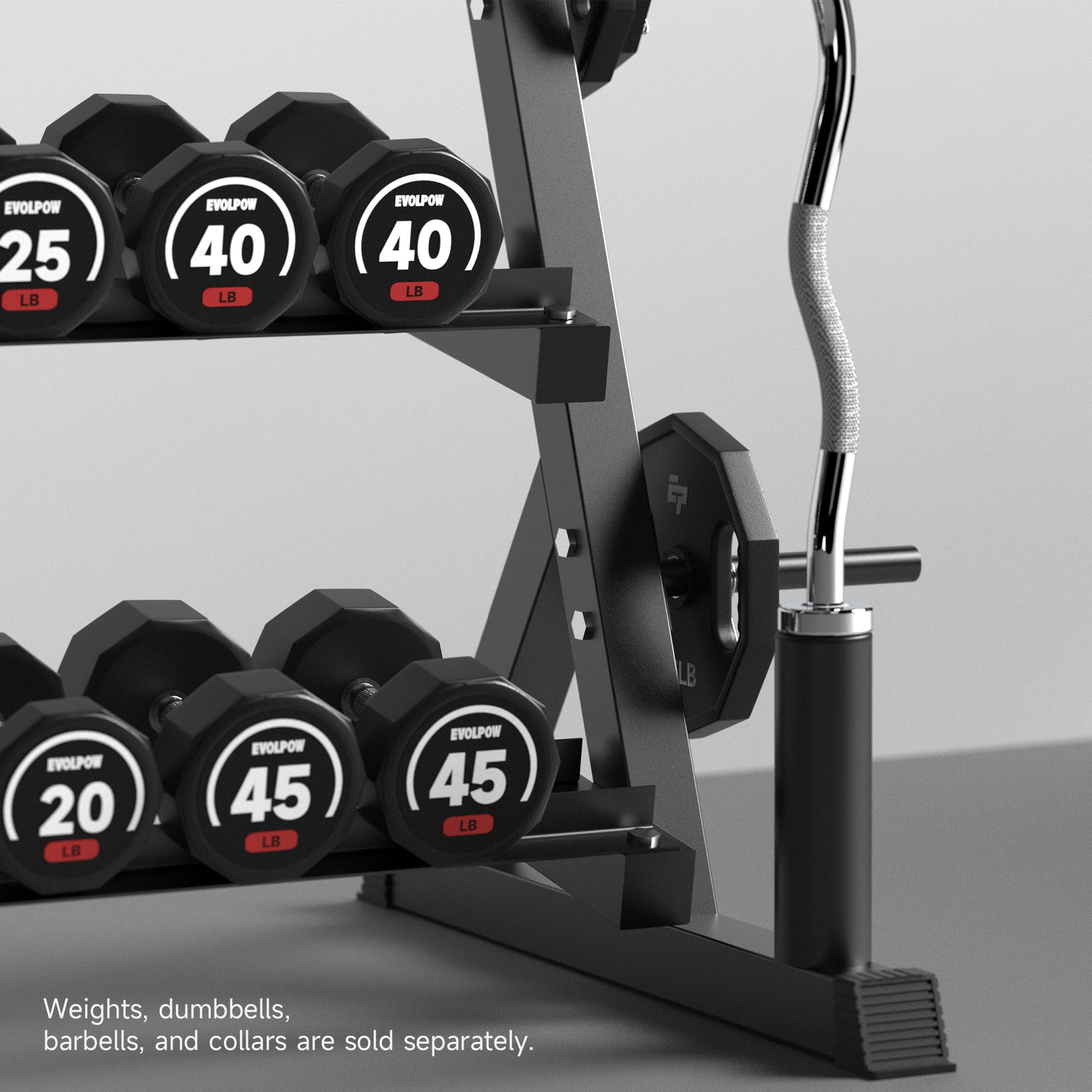 EVOLPOW 3 Tier Multifunctional Dumbbells Weights Barbells Rack