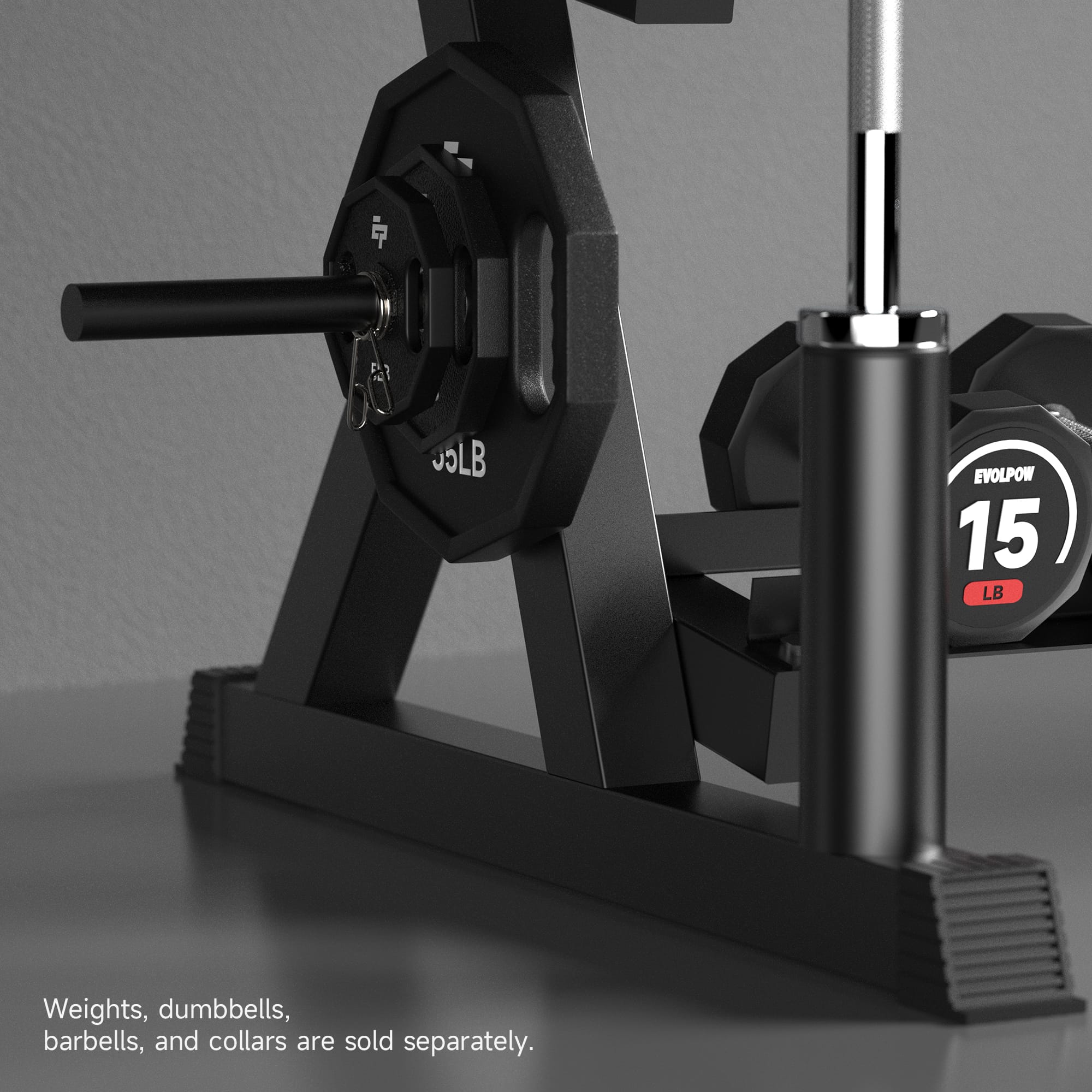 EVOLPOW 3 Tier Multifunctional Dumbbells Weights Barbells Rack