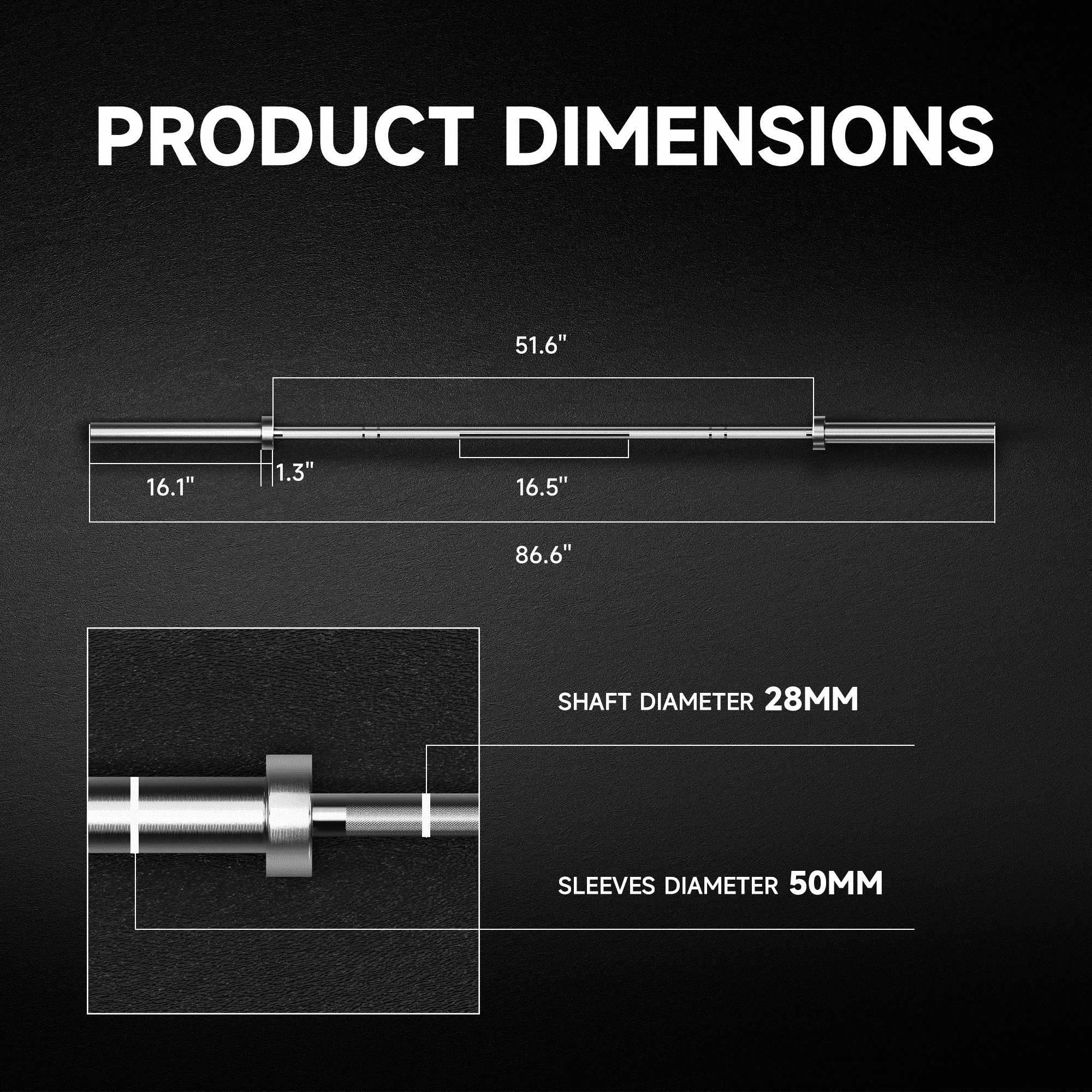 EVOLPOW 7FT Home Gym Olympic Barbell 700LBS Capacity - 20KG