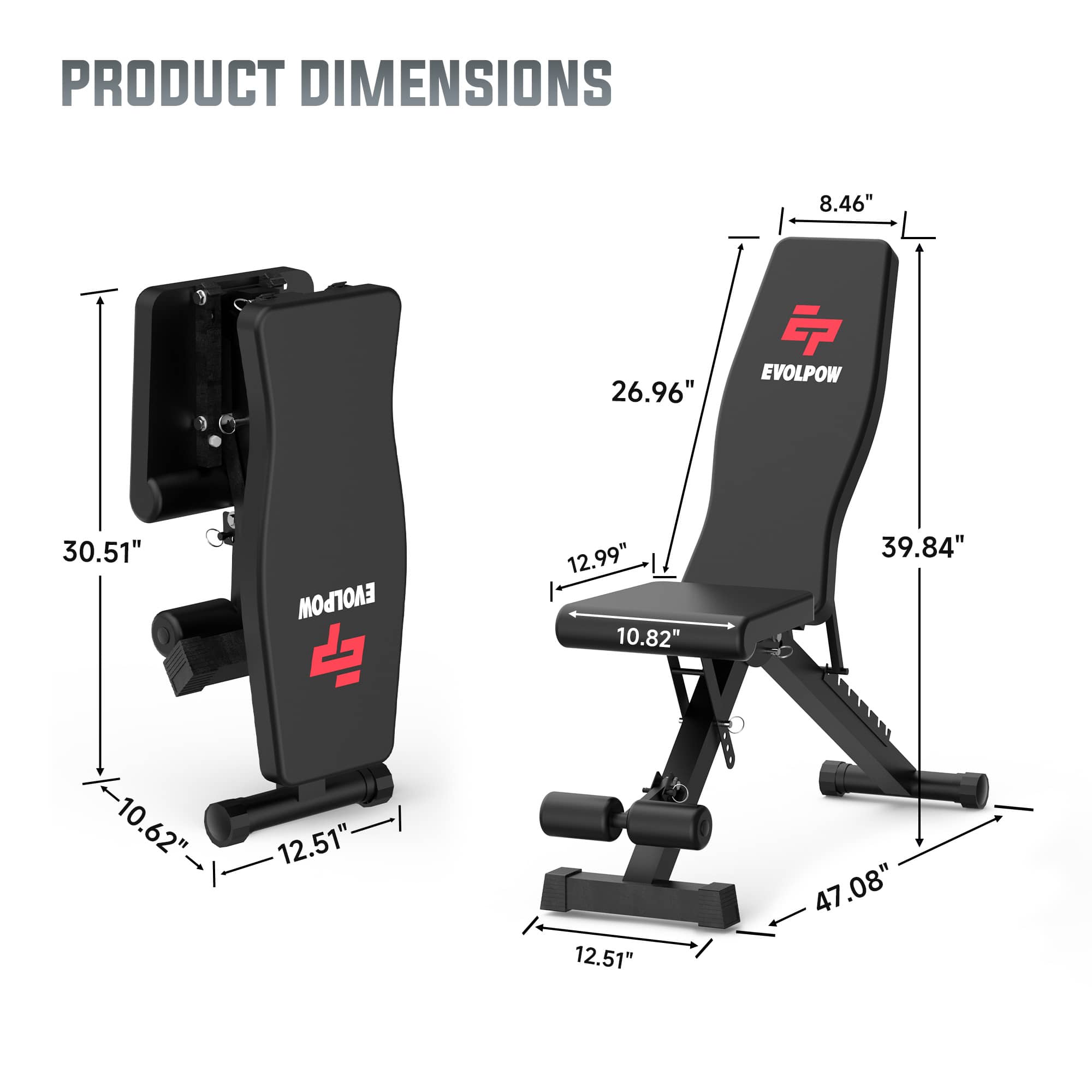 EVOLPOW BED Adjustable and Foldable Weight Bench