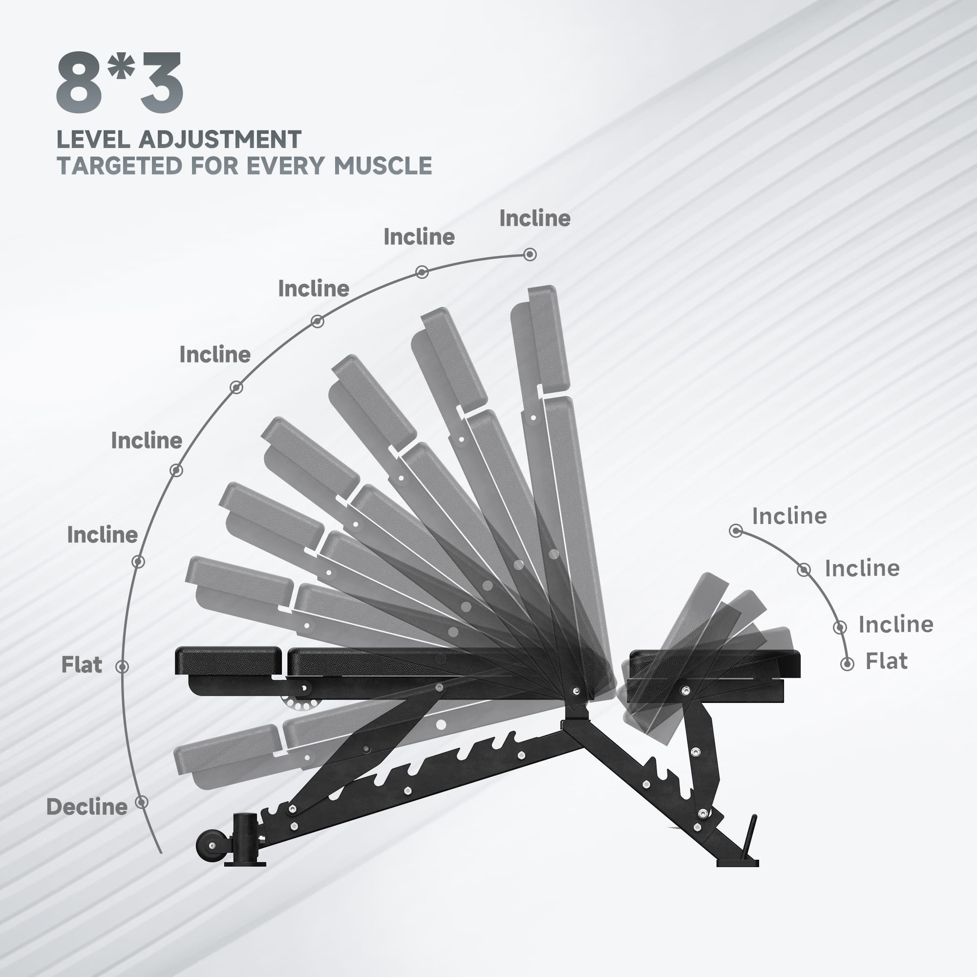 EVOLPOW BEE Adjustable Weight Bench with Multi-Position Headrest