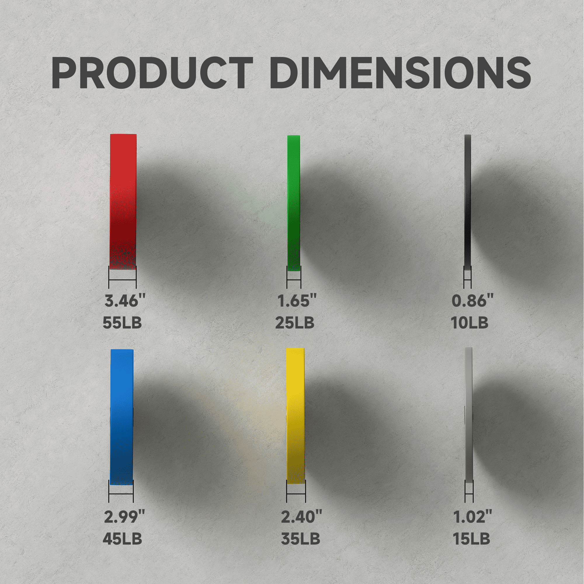 EVOLPOW Color Low Bounce Bumper Plates Olympic Weight Plates