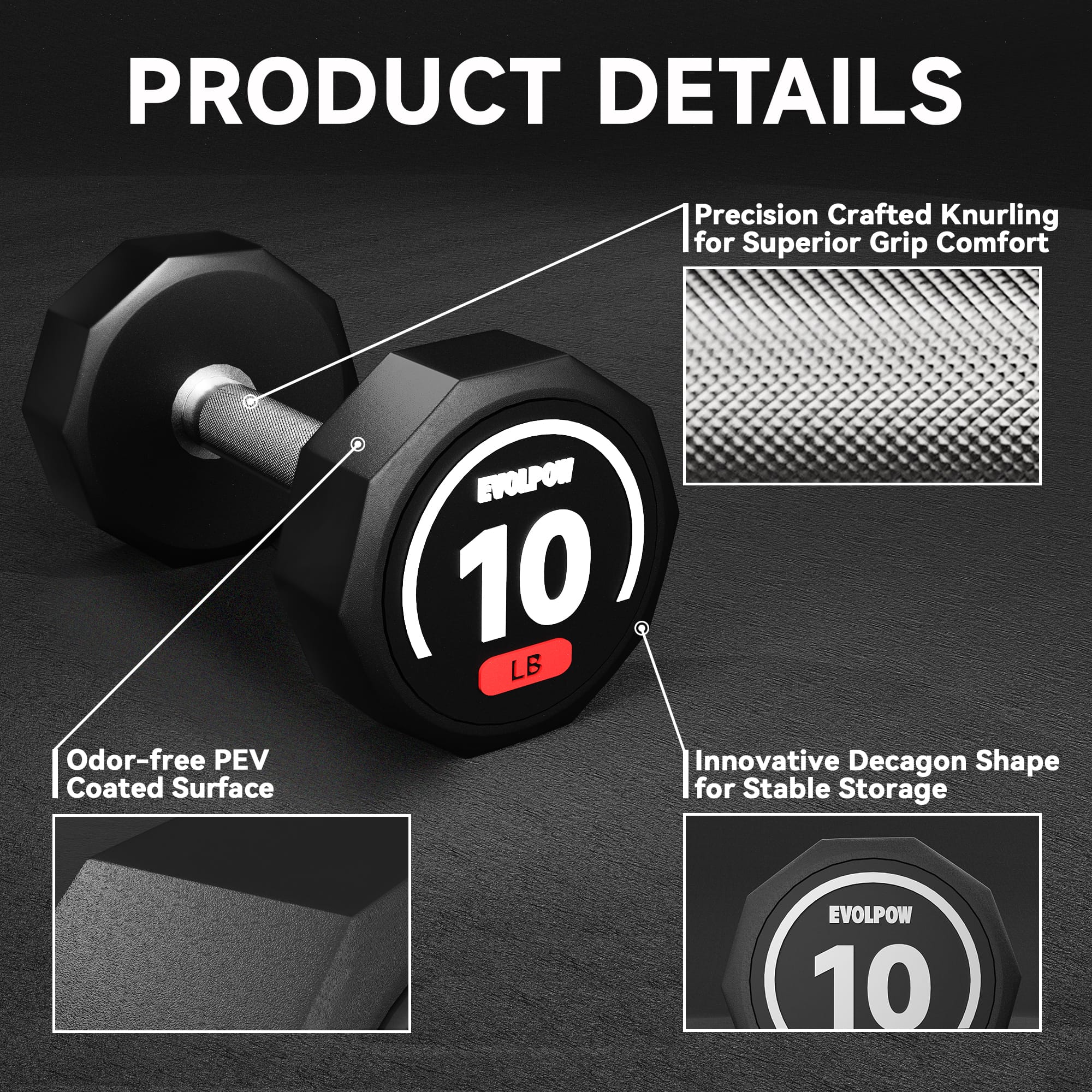 EVOLPOW Decagon PEV Dumbbells