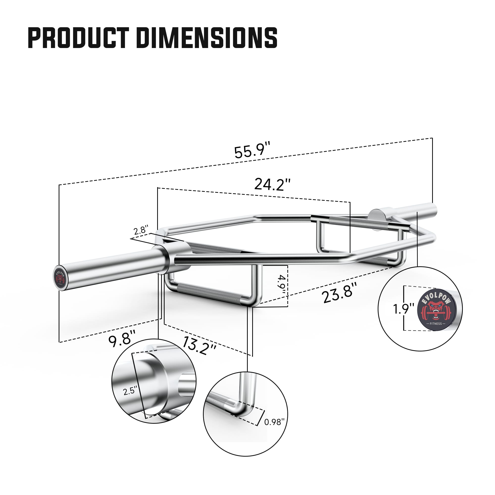 EVOLPOW Hexagon Closed Trap Bar