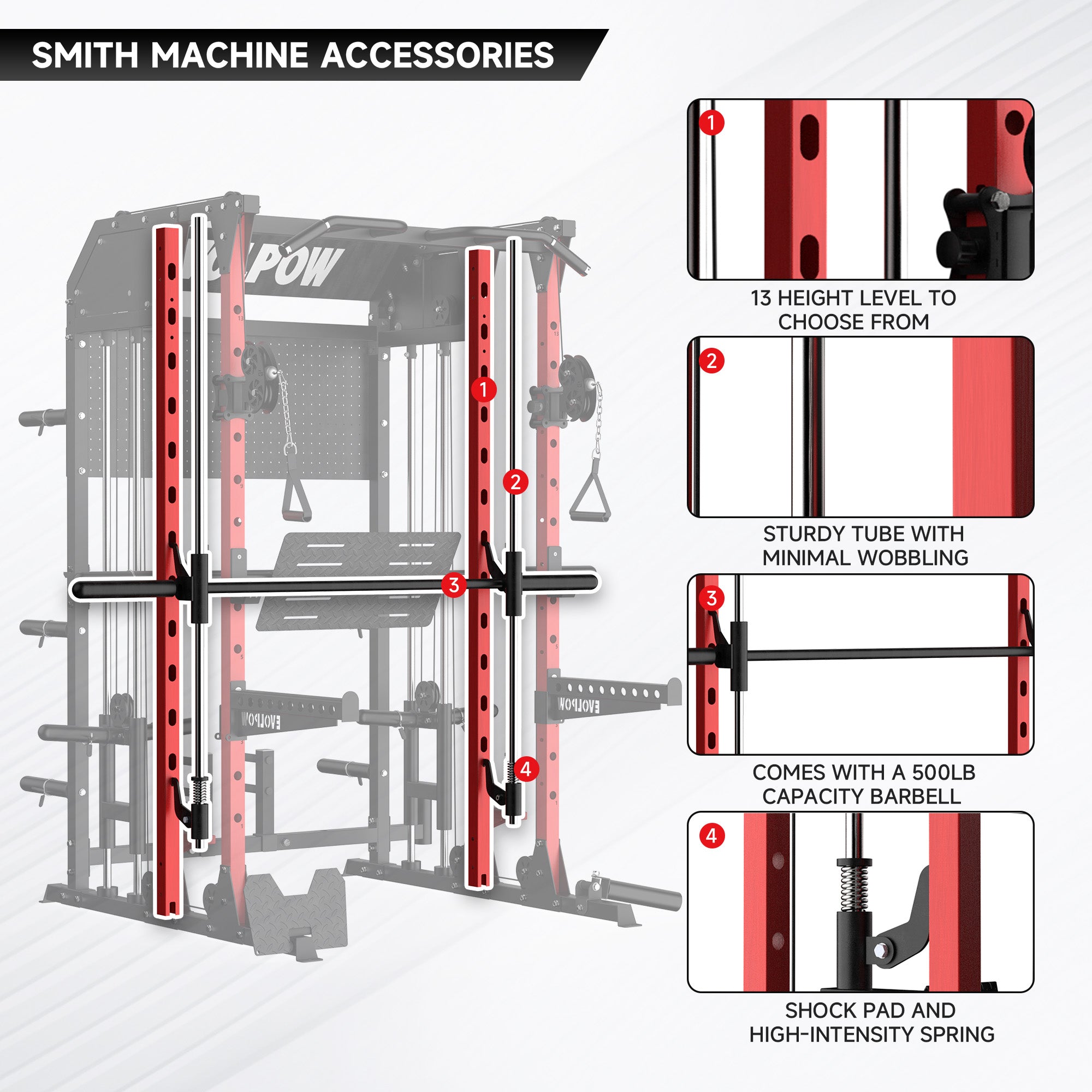 EVOLPOW M2B Brute All-In-One Smith Machine Home Gym Package with Dual Weight Stacks