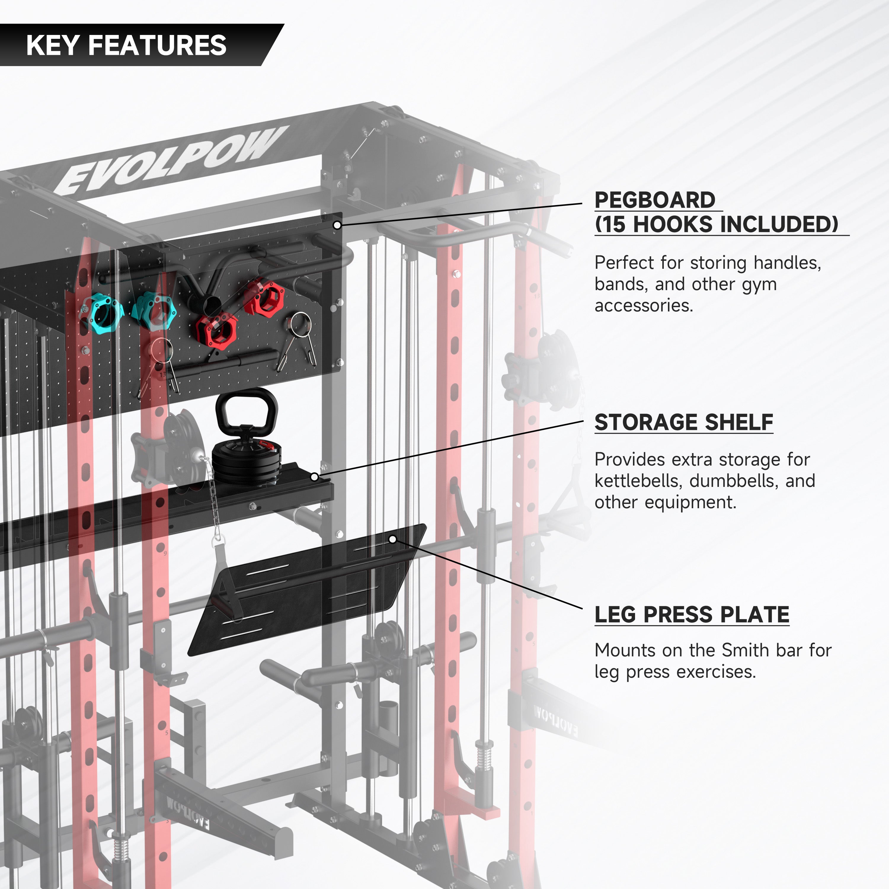 EVOLPOW M2B Brute All-In-One Smith Machine Home Gym Package with Dual Weight Stacks
