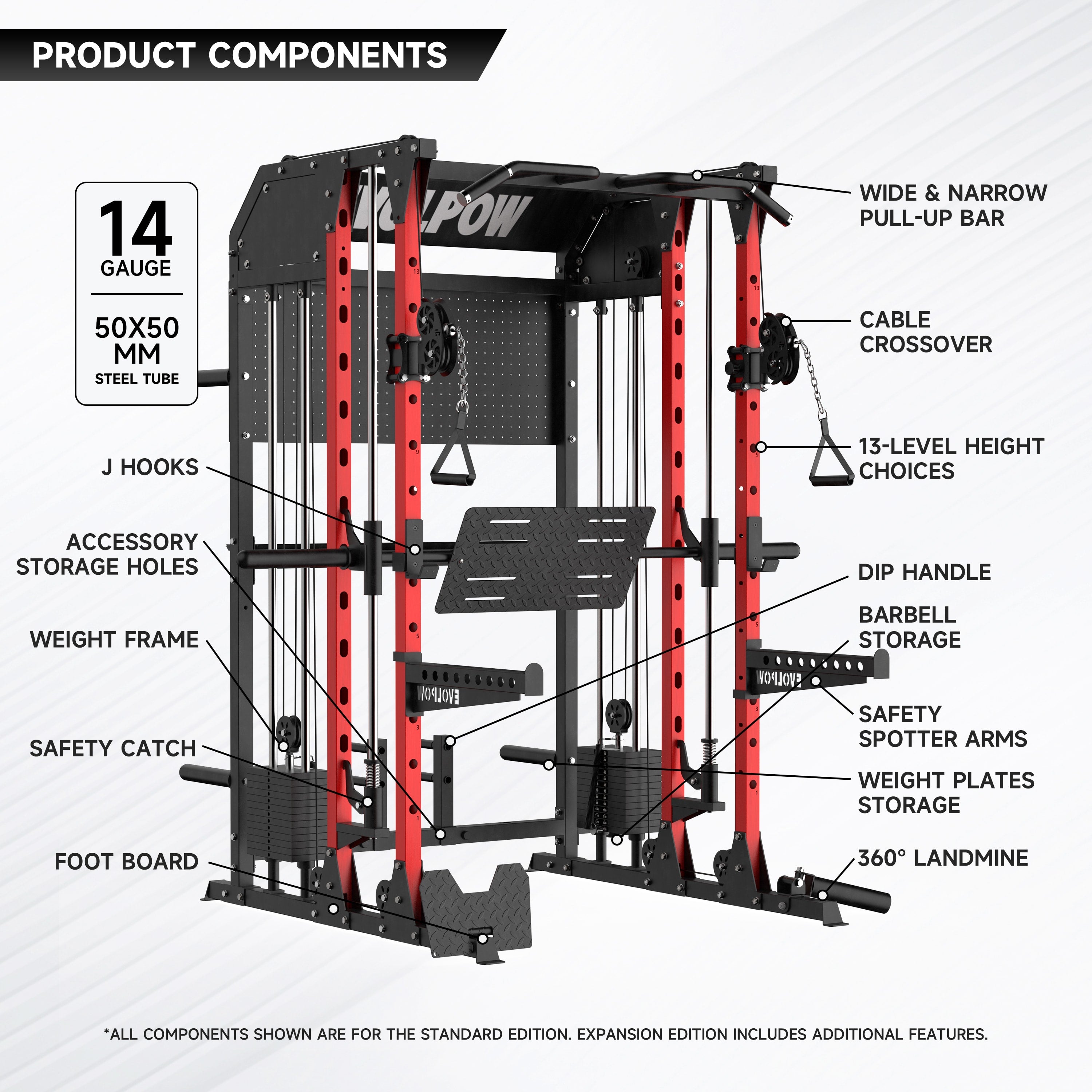 EVOLPOW M2B Brute All-In-One Smith Machine Home Gym Package with Dual Weight Stacks