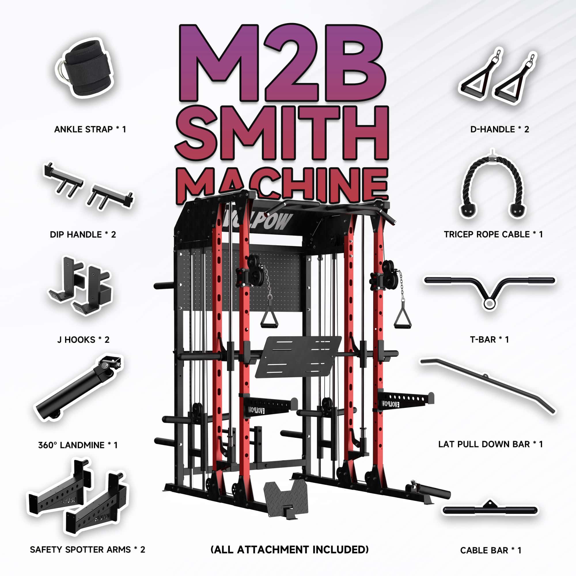EVOLPOW M2B Brute All-In-One Smith Machine Home Gym