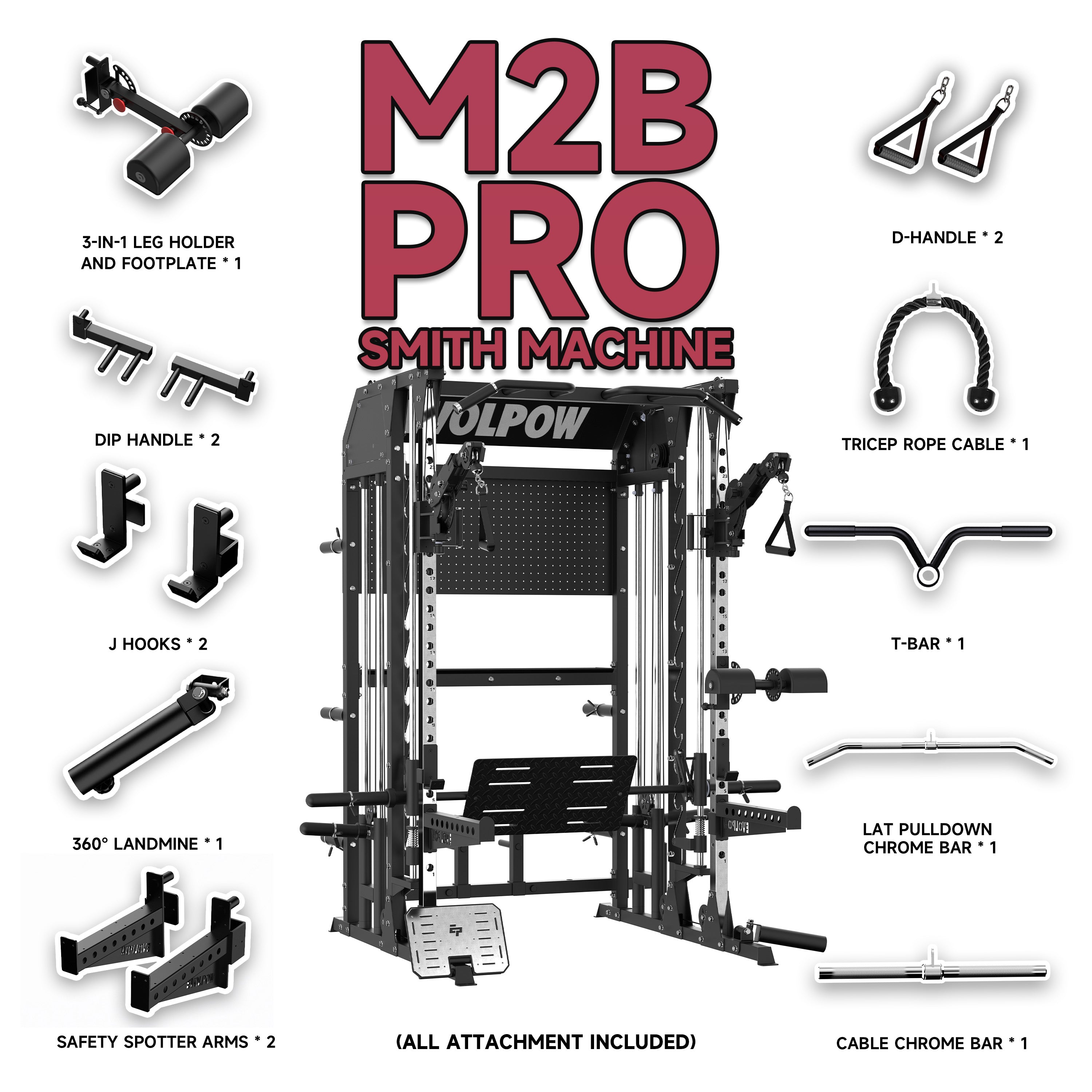 EVOLPOW M2B Pro Brute All-In-One Smith Machine Home Gym