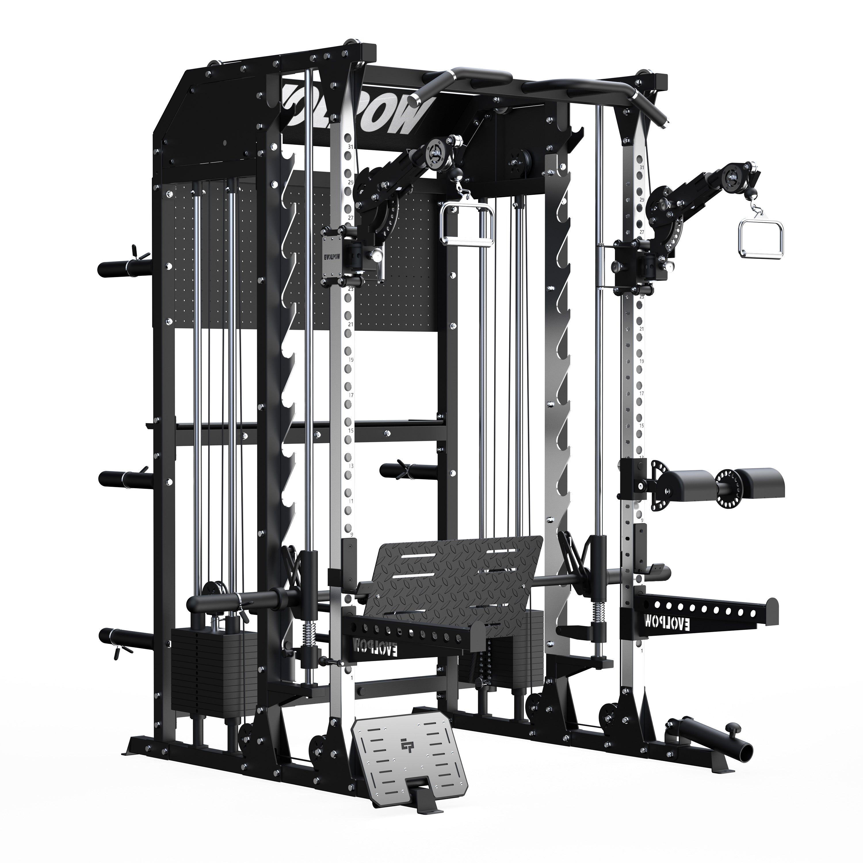 EVOLPOW M2B Pro Brute All-In-One Smith Machine Home Gym with Dual Weight Stacks