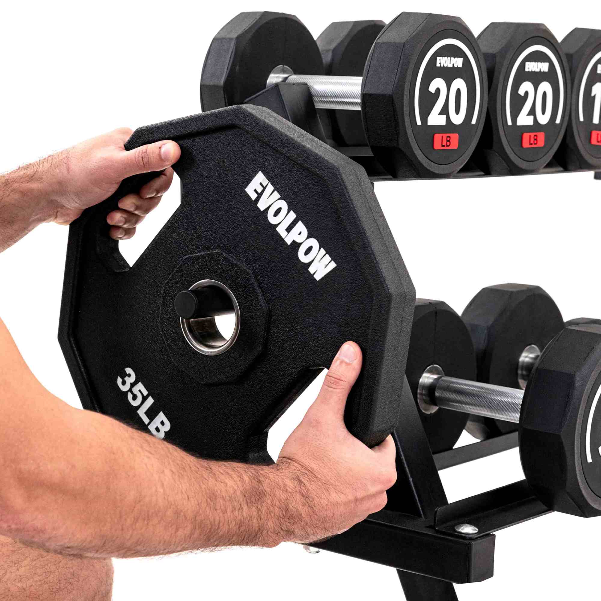 EVOLPOW 3 Tier Multifunctional Dumbbells Weights Barbells Rack