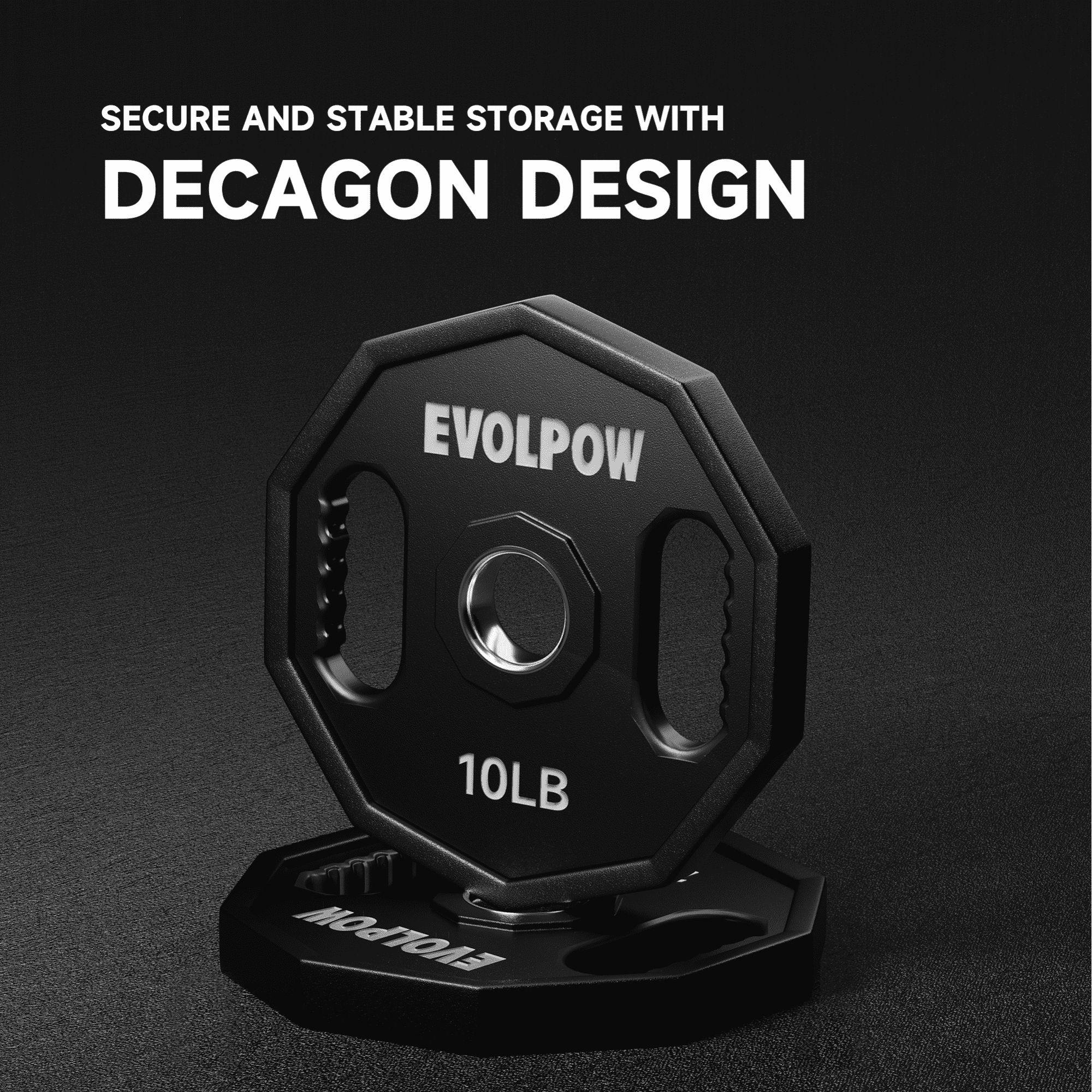 EVOLPOW 2-Inch Decagon PEV Olympic Grip Weight Plates