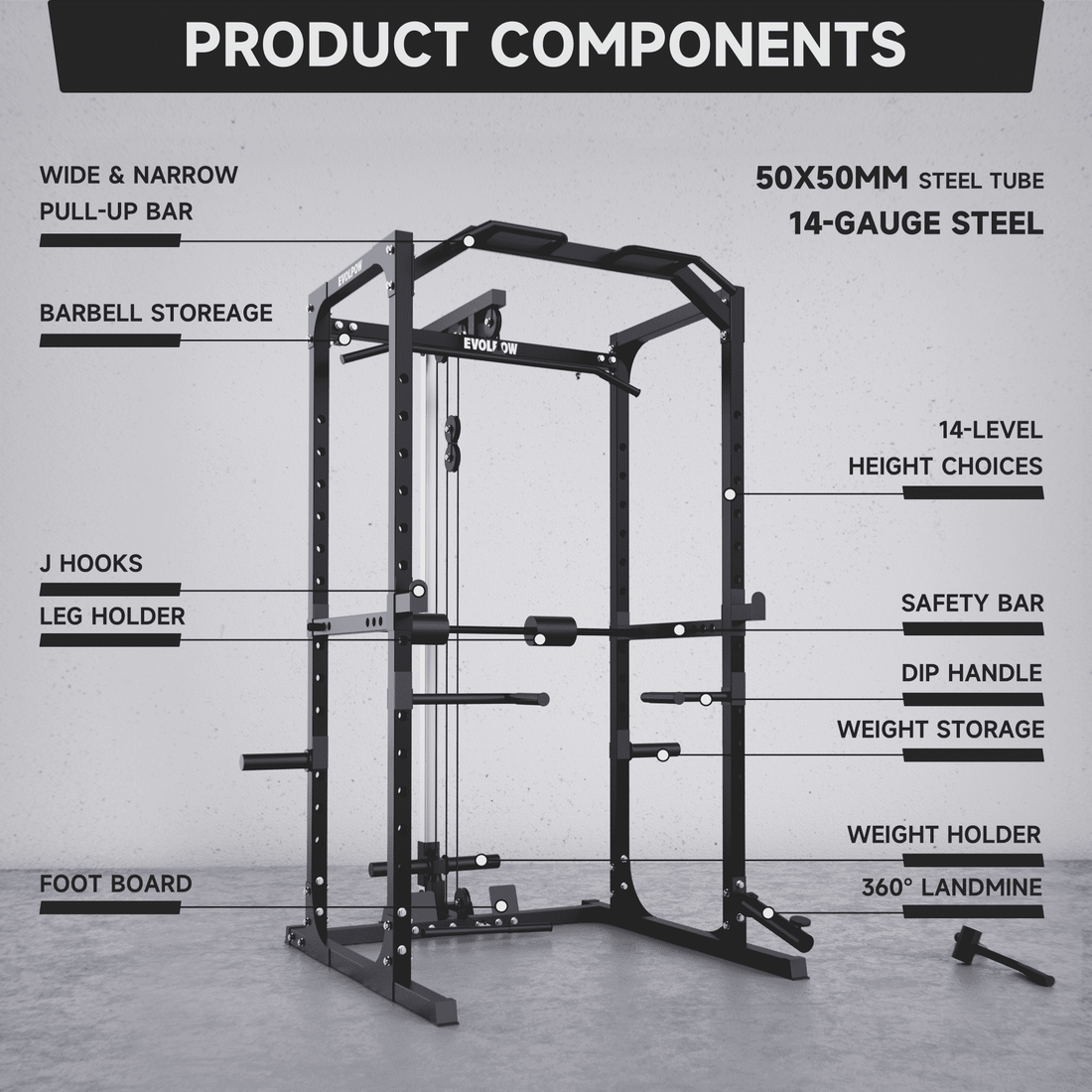 EVOLPOW P2A Brute All-in-One Power Rack Home Gym - For Beginner ...