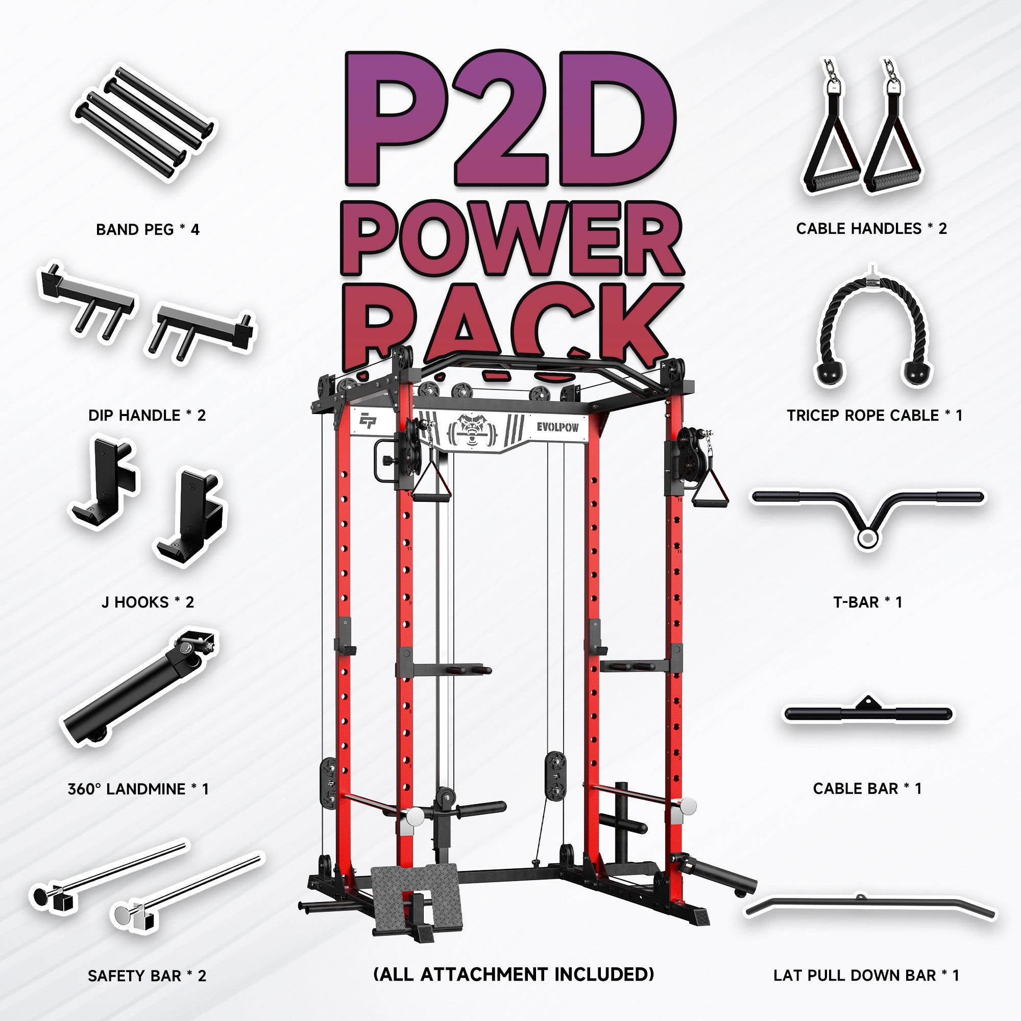 EVOLPOW P2D Brute All-in-One Power Rack Home Gym