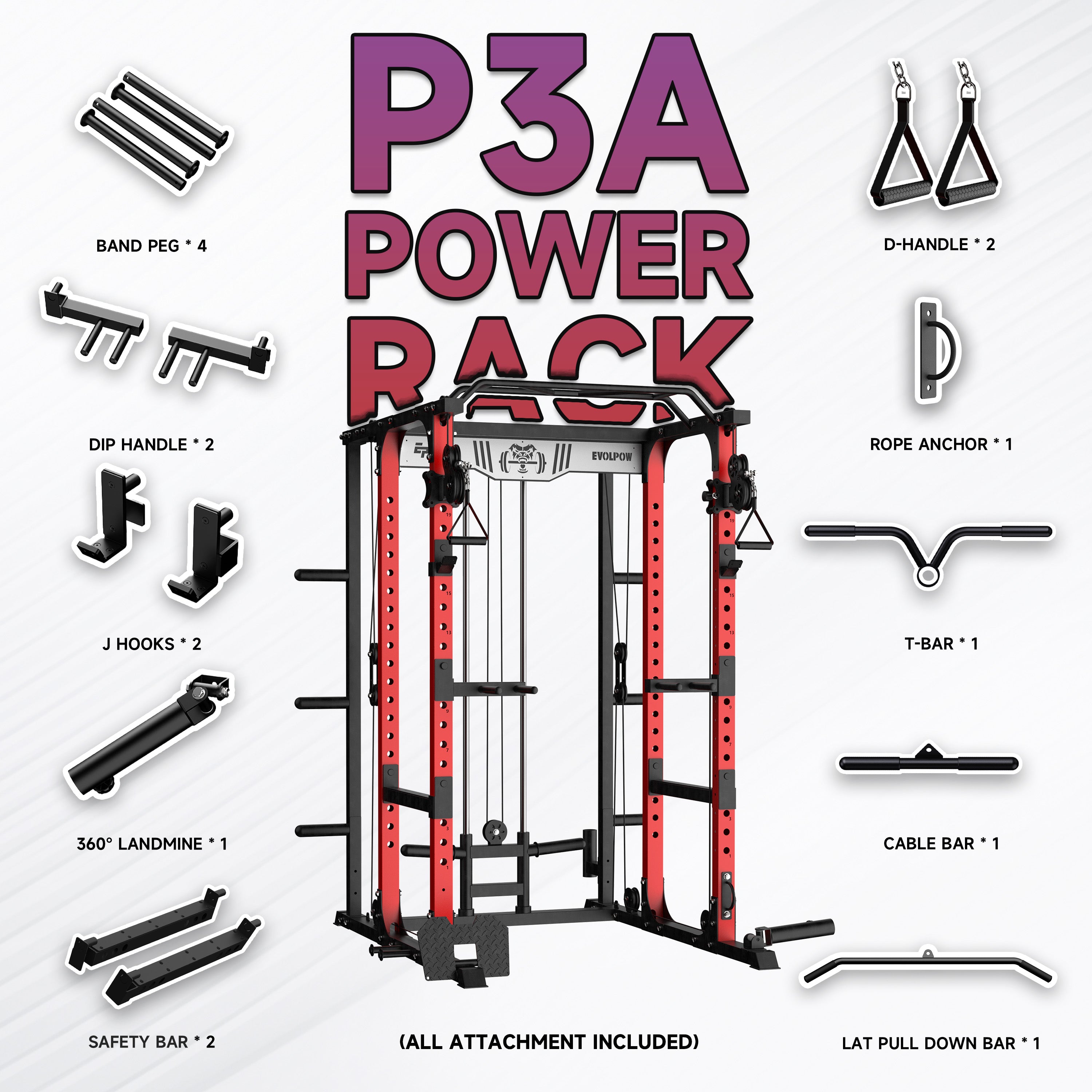 EVOLPOW P3A Tank Upgraded All-in-One Power Rack Home Gym - Best Seller