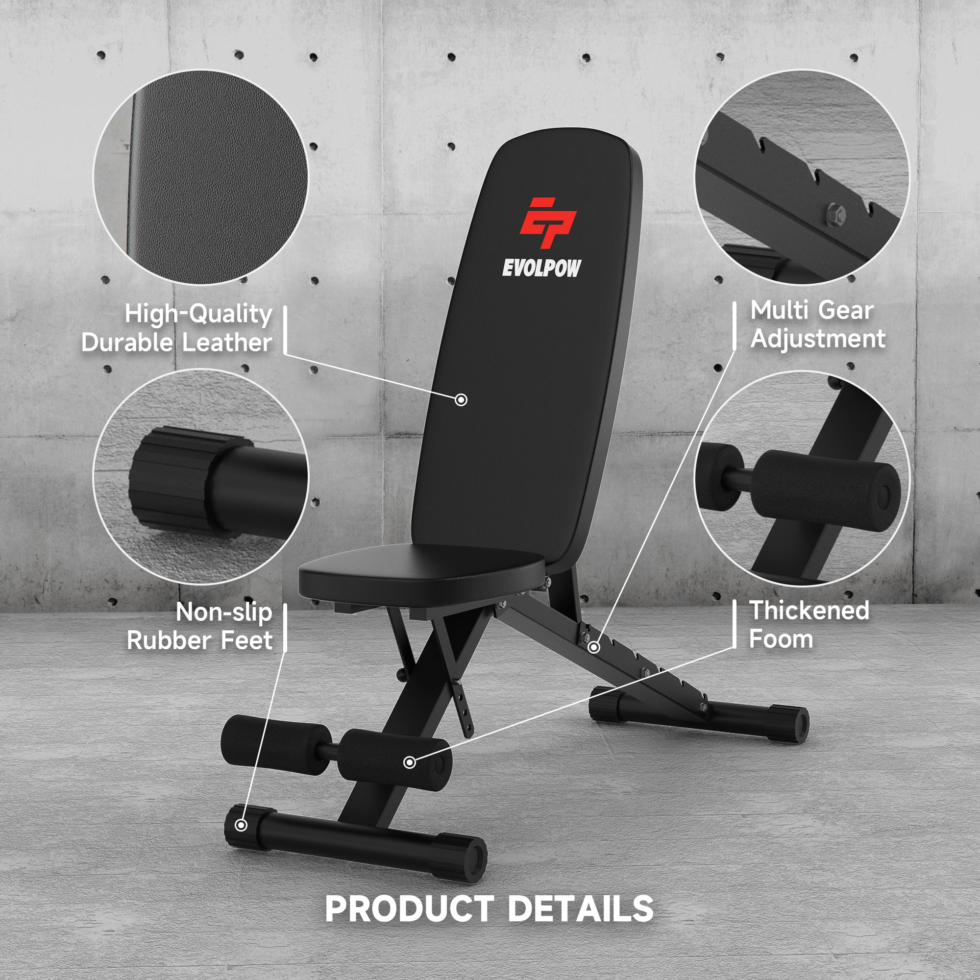 evol gear EVOLPOW BEA Adjustable and Foldable Weight Bench – Evolpow Fitness