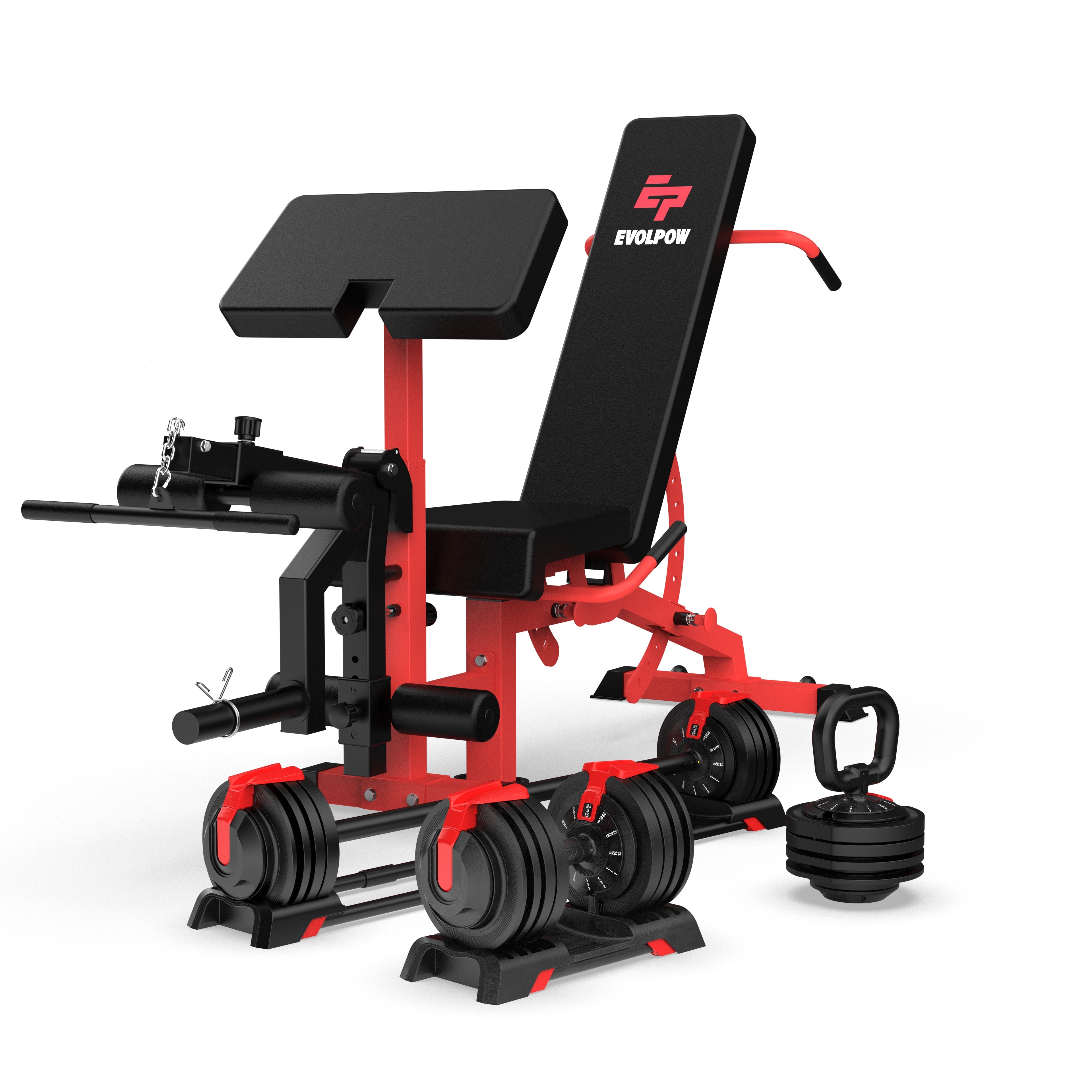 EVOLPOW BEC Multi-functional Adjustable Weight Bench with Preacher Curl and Leg Extension