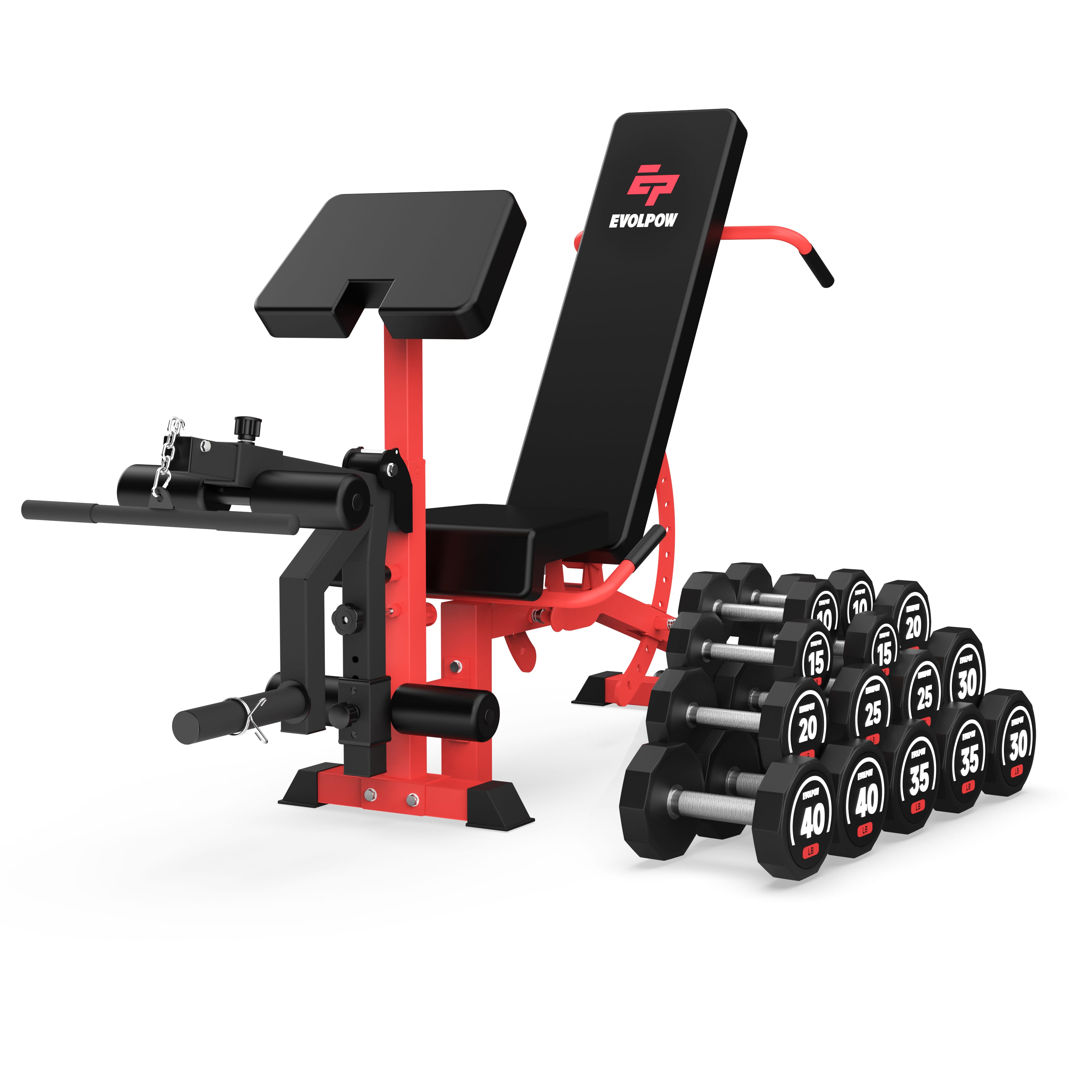 EVOLPOW BEC Multi-functional Adjustable Weight Bench with Preacher Curl and Leg Extension