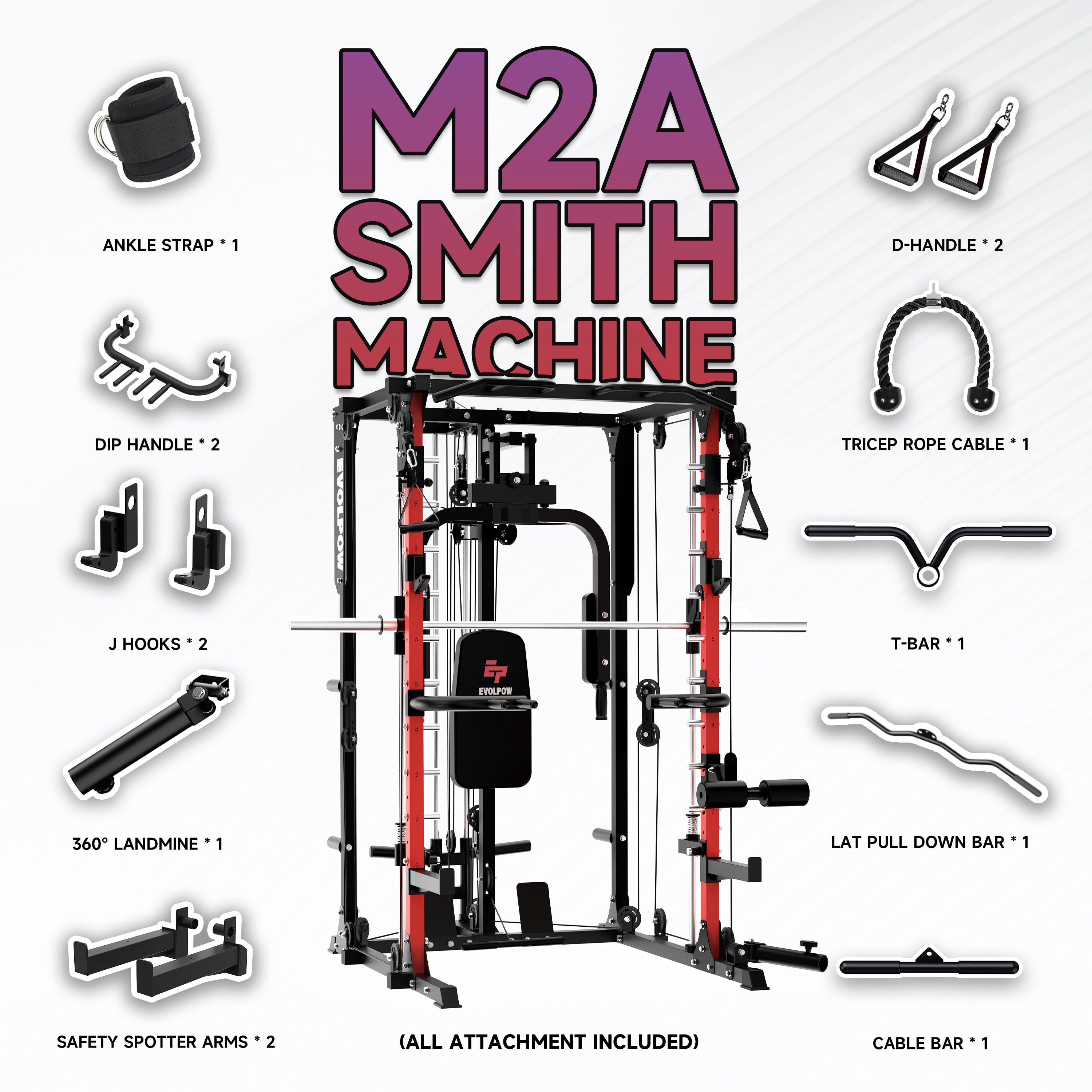 EVOLPOW M2A Brute All-in-One Smith Machine Home Gym
