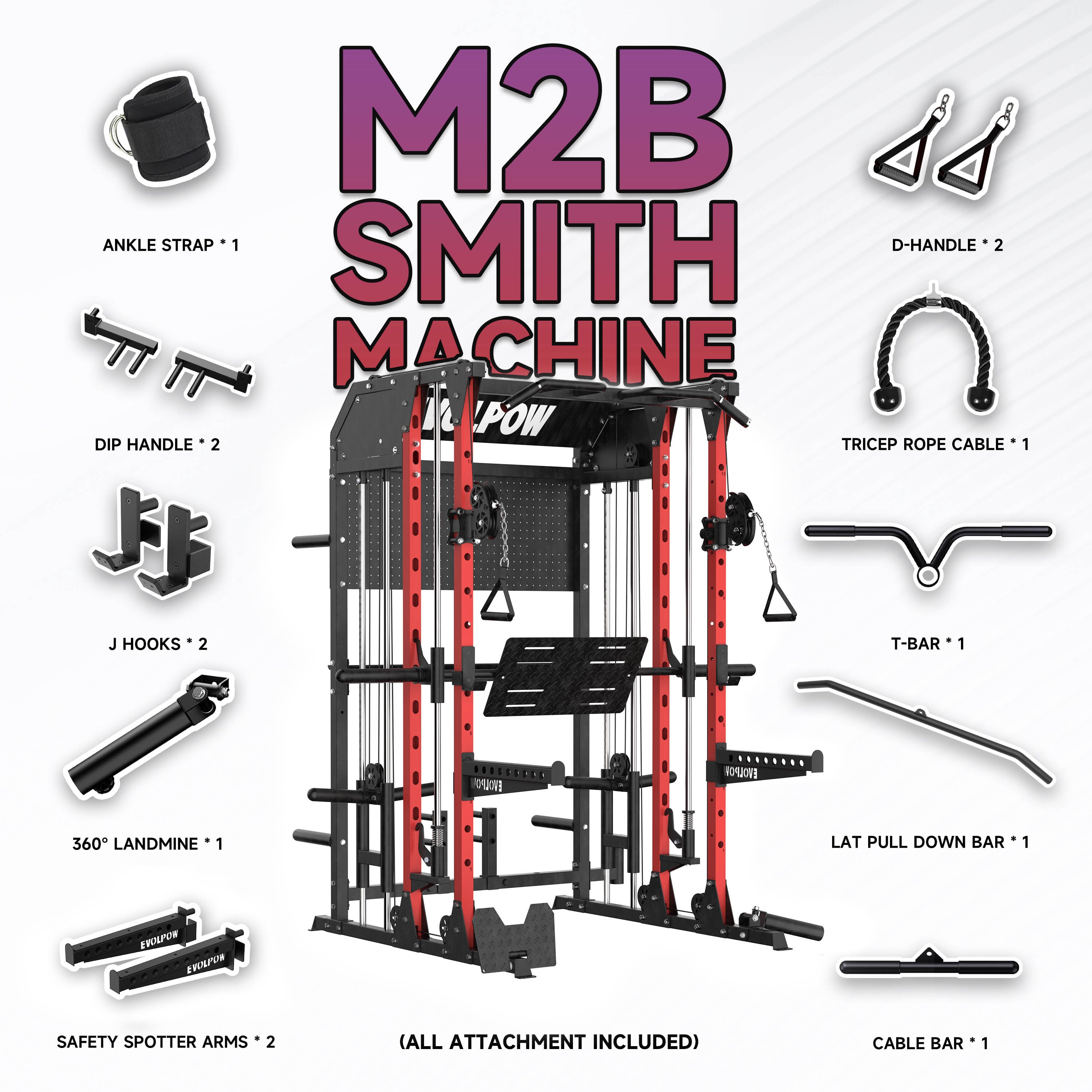 EVOLPOW M2B Brute All-In-One Smith Machine Home Gym