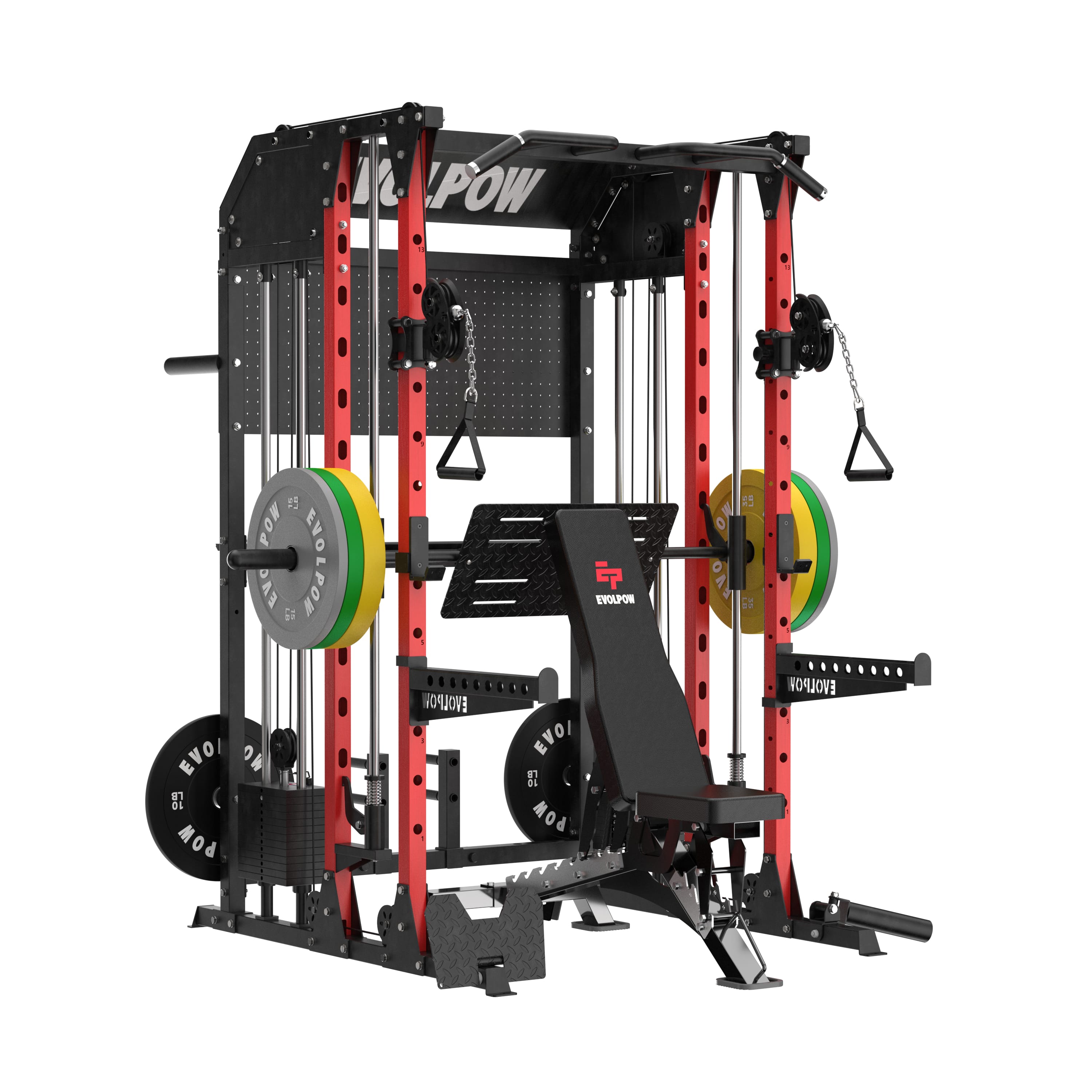 EVOLPOW M2B Brute All-In-One Smith Machine Home Gym Package with Dual Weight Stacks