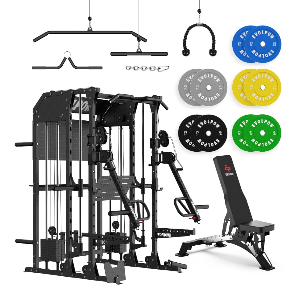 EVOLPOW M2B Brute All-In-One Smith Machine Home Gym with Dual Weight Stacks