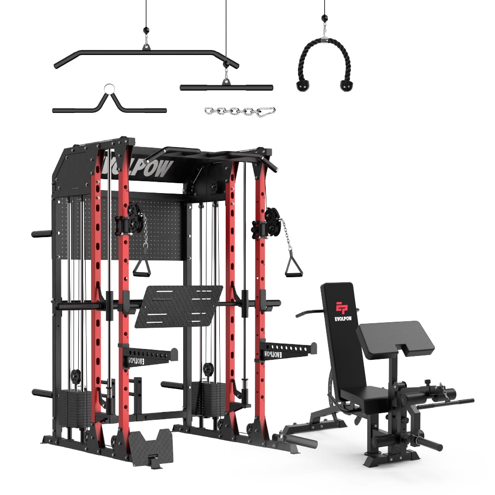 EVOLPOW M2B Brute All-In-One Smith Machine Home Gym with Dual Weight Stacks