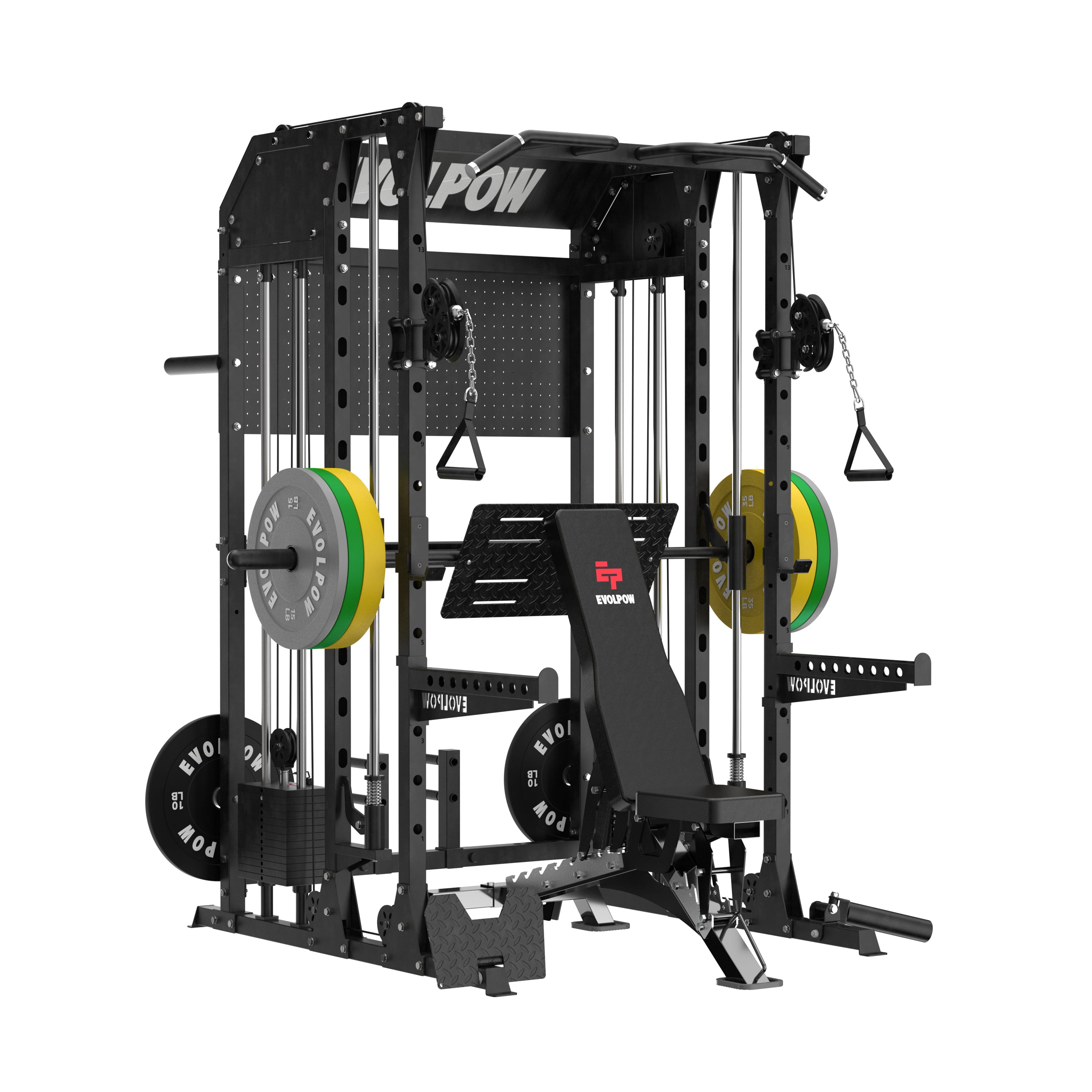 EVOLPOW M2B Brute All-In-One Smith Machine Home Gym Package with Dual Weight Stacks