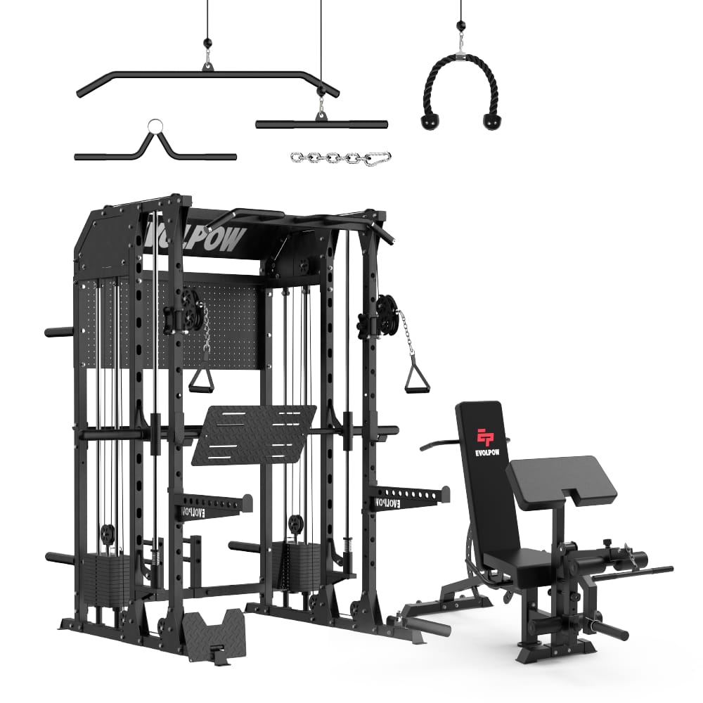 EVOLPOW M2B Brute All-In-One Smith Machine Home Gym with Dual Weight Stacks