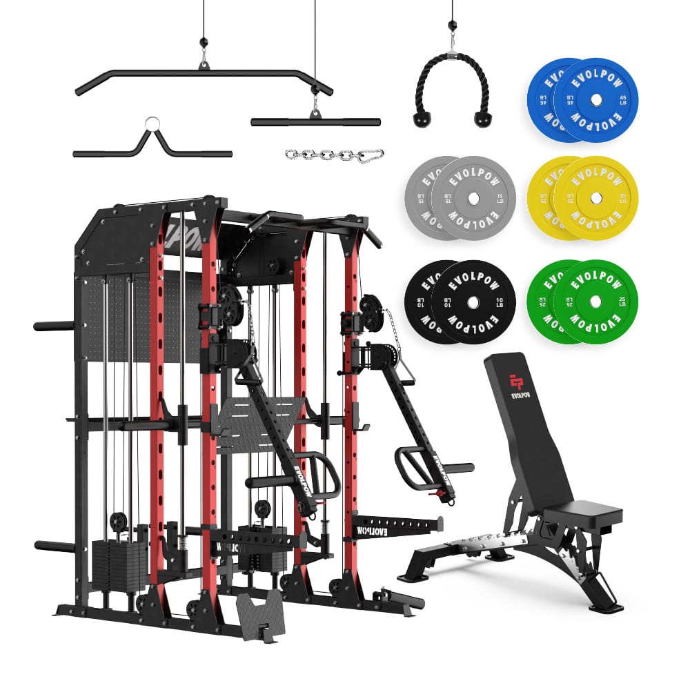 EVOLPOW M2B Brute All-In-One Smith Machine Home Gym with Dual Weight Stacks