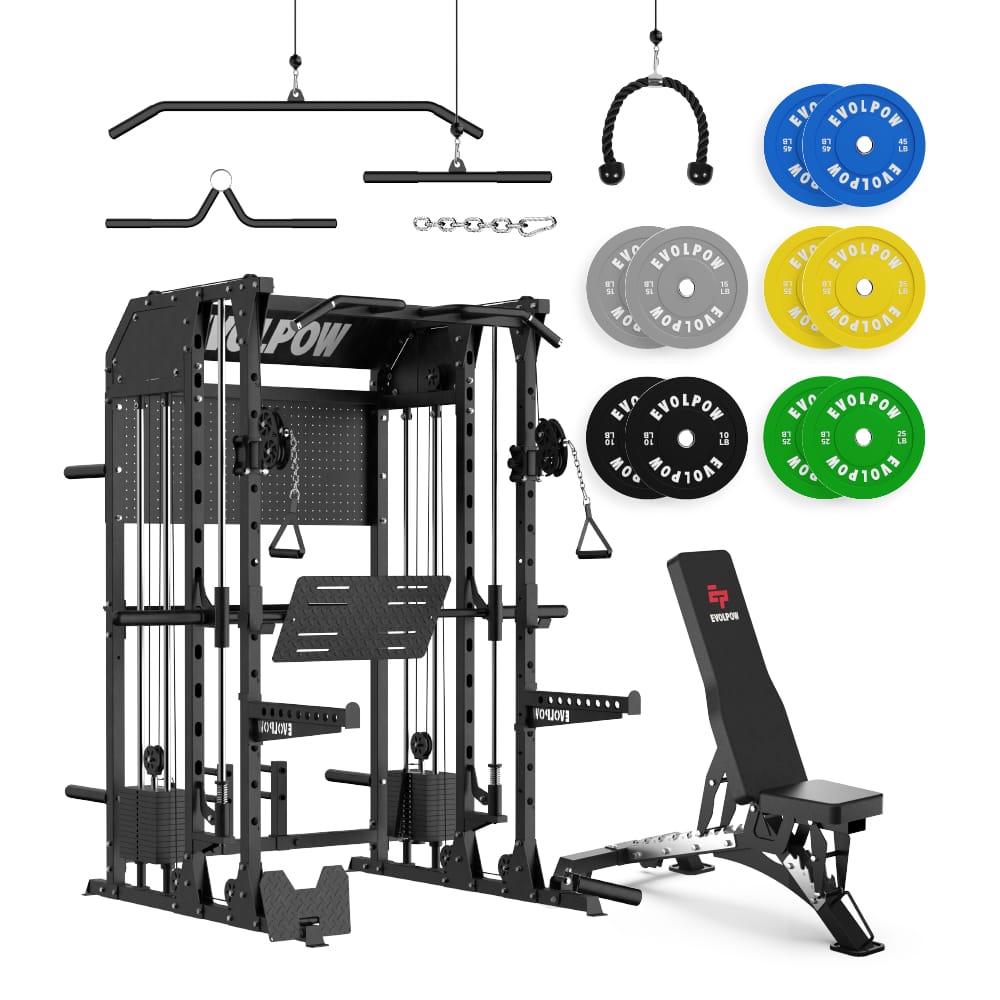 EVOLPOW M2B Brute All-In-One Smith Machine Home Gym with Dual Weight Stacks