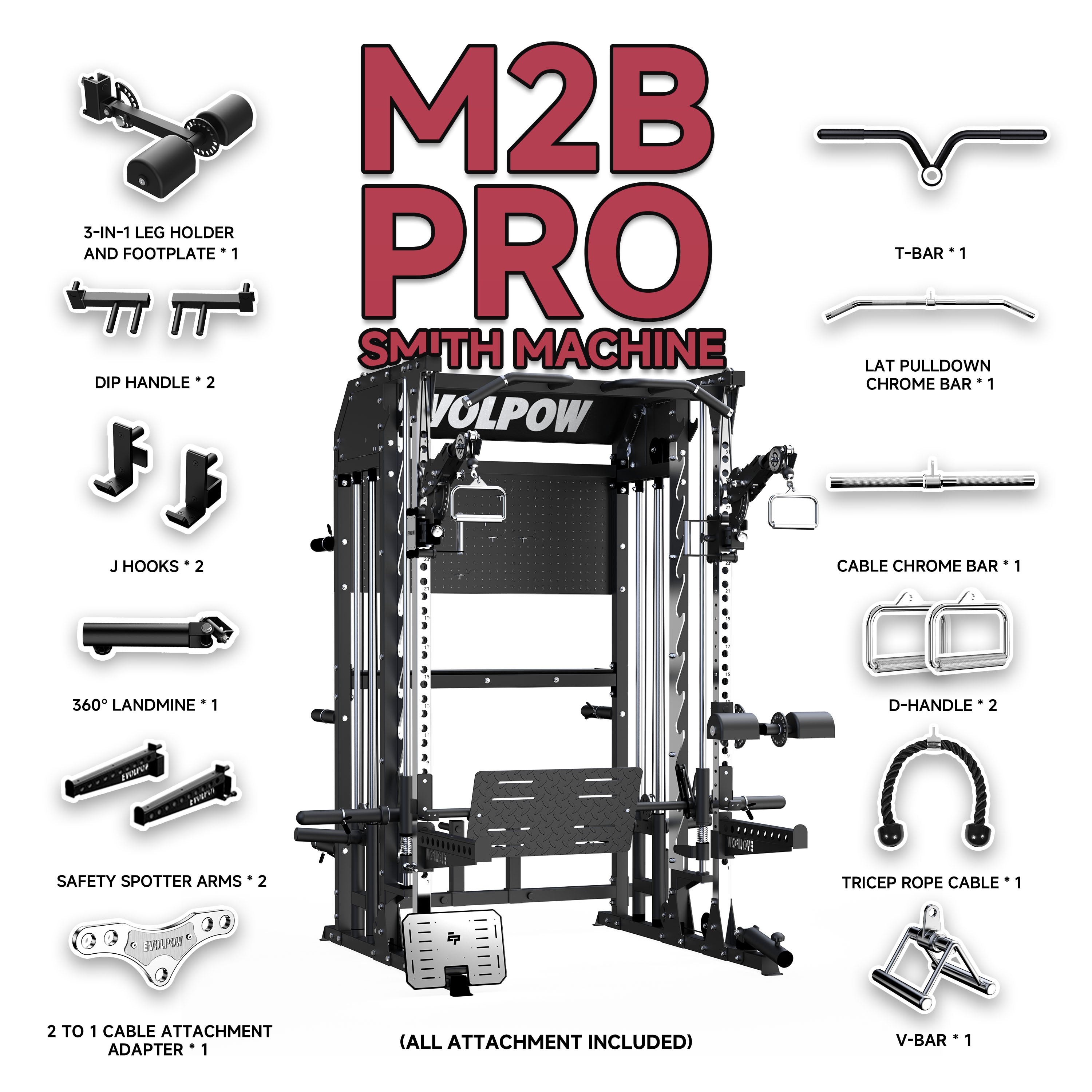 EVOLPOW M2B Pro Brute All-In-One Smith Machine Home Gym