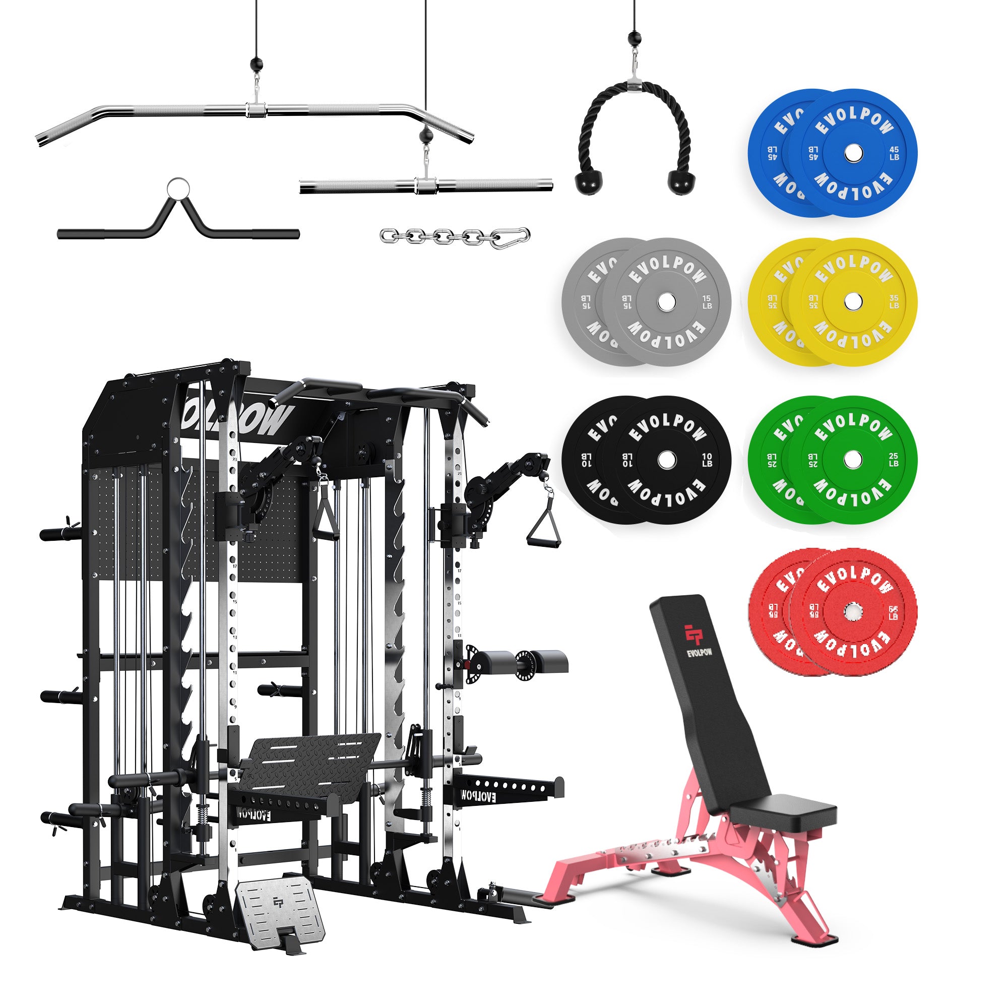 EVOLPOW M2B Pro Brute All-In-One Smith Machine Home Gym Package