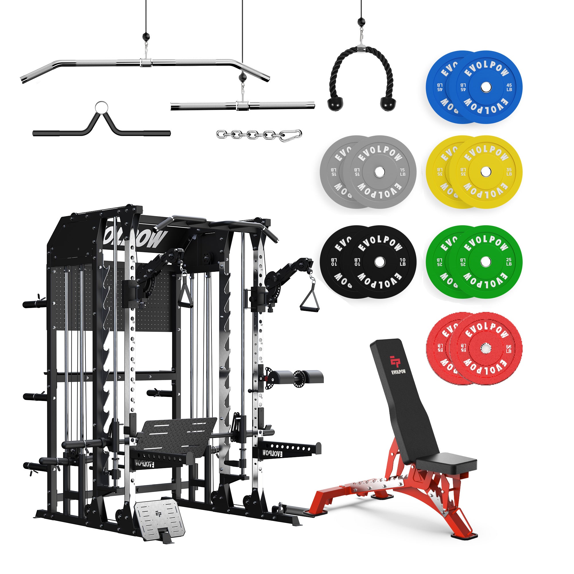 EVOLPOW M2B Pro Brute All-In-One Smith Machine Home Gym Package