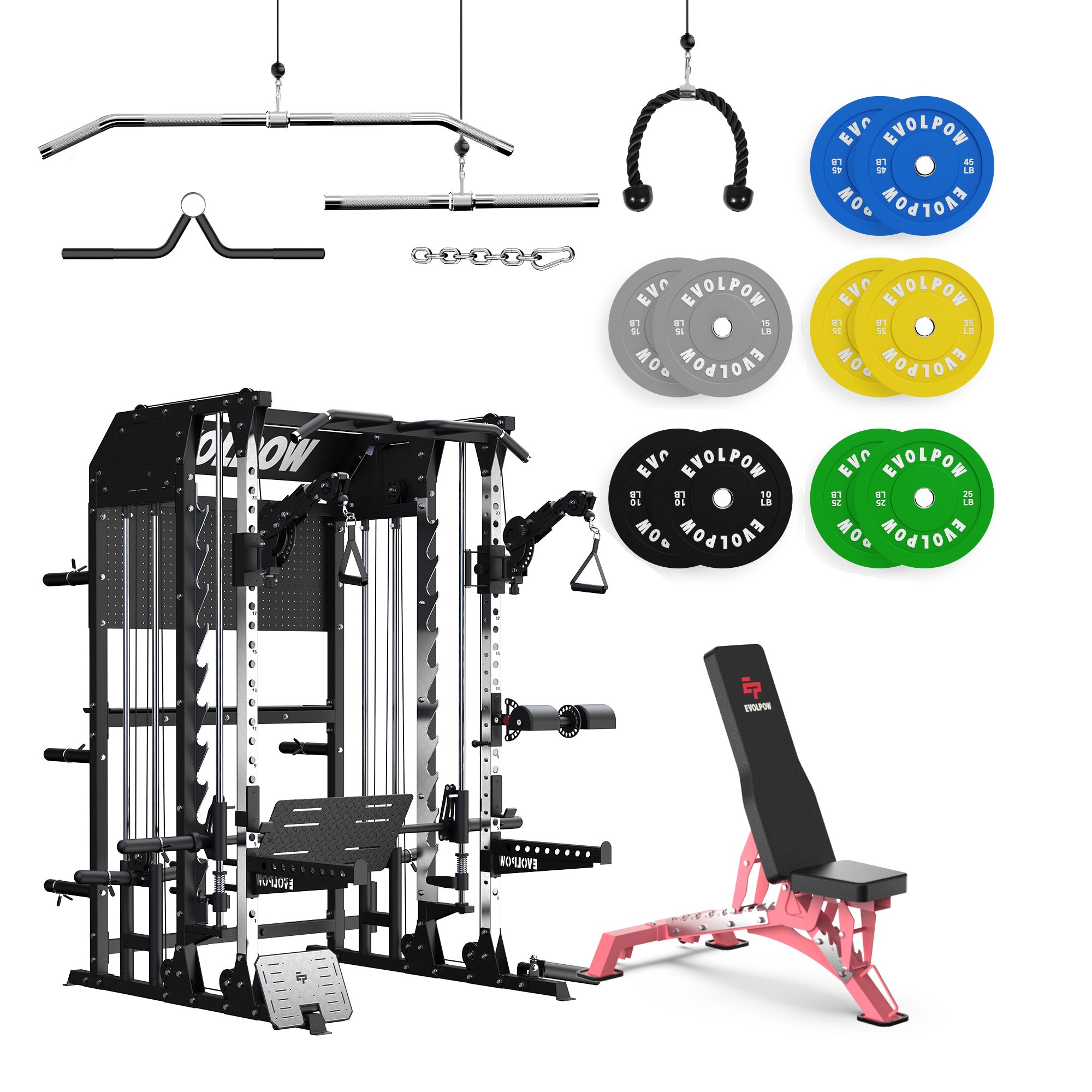 EVOLPOW M2B Pro Brute All-In-One Smith Machine Home Gym Package