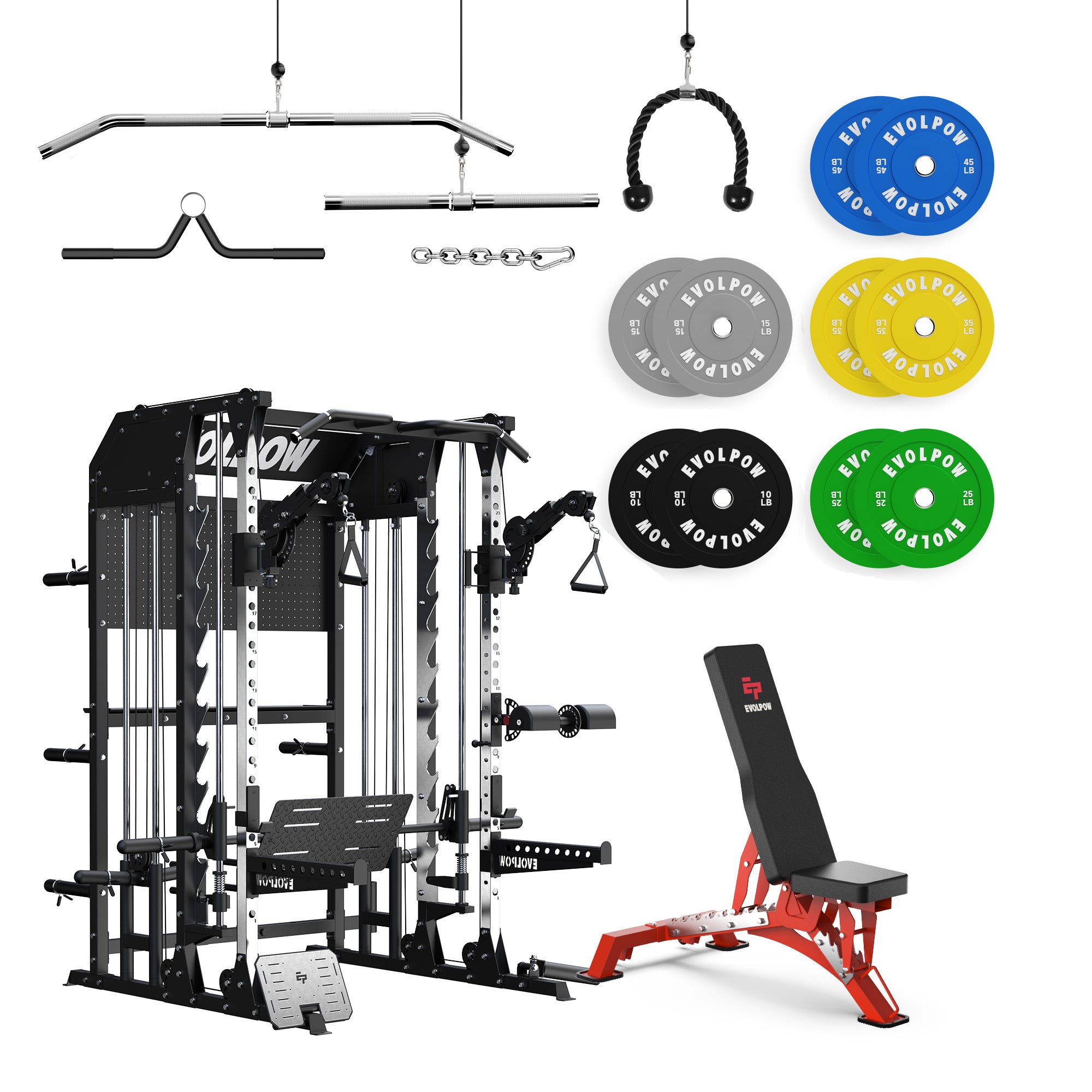 EVOLPOW M2B Pro Brute All-In-One Smith Machine Home Gym Package