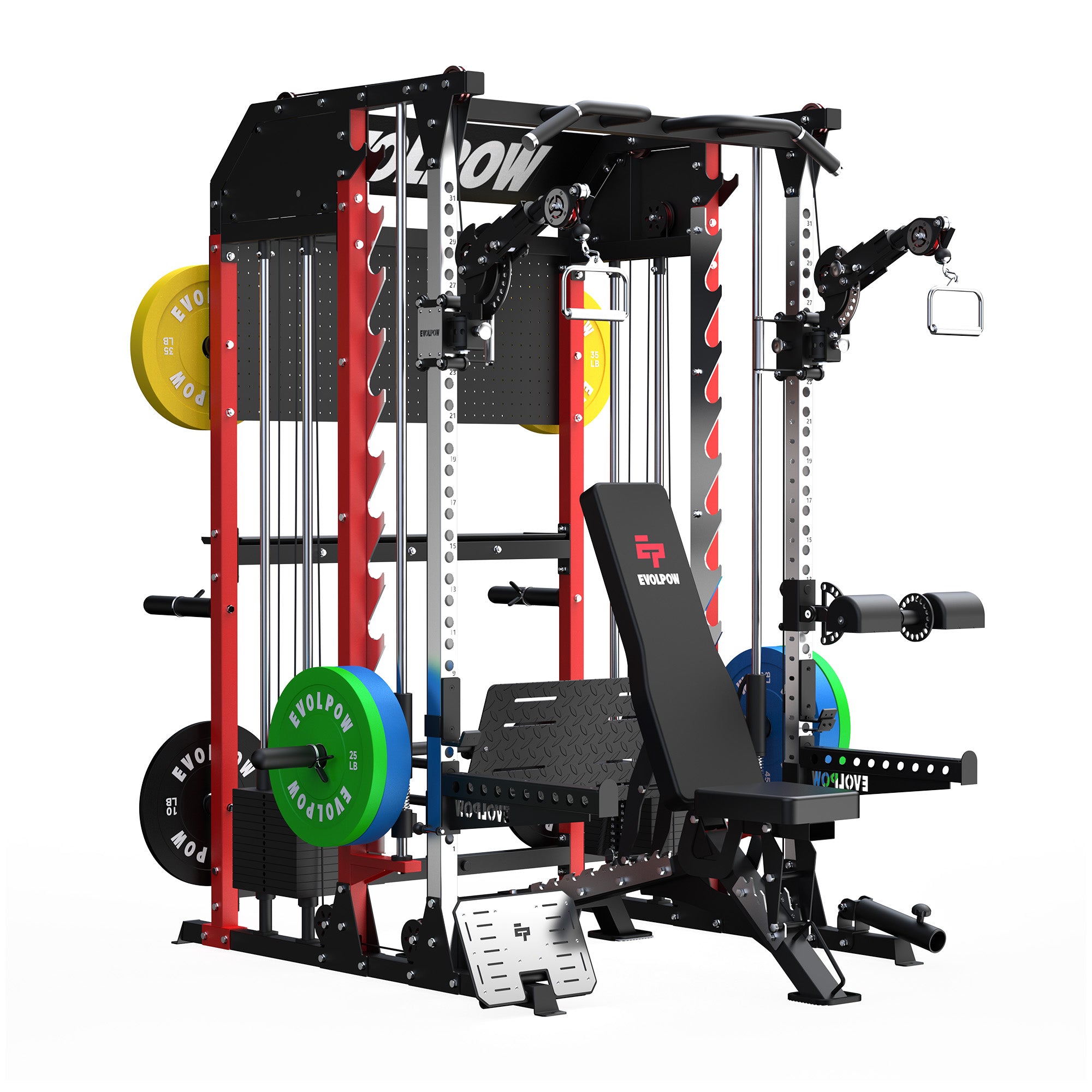 EVOLPOW M2B Pro Brute All-In-One Smith Machine Home Gym Package with Dual Weight Stacks