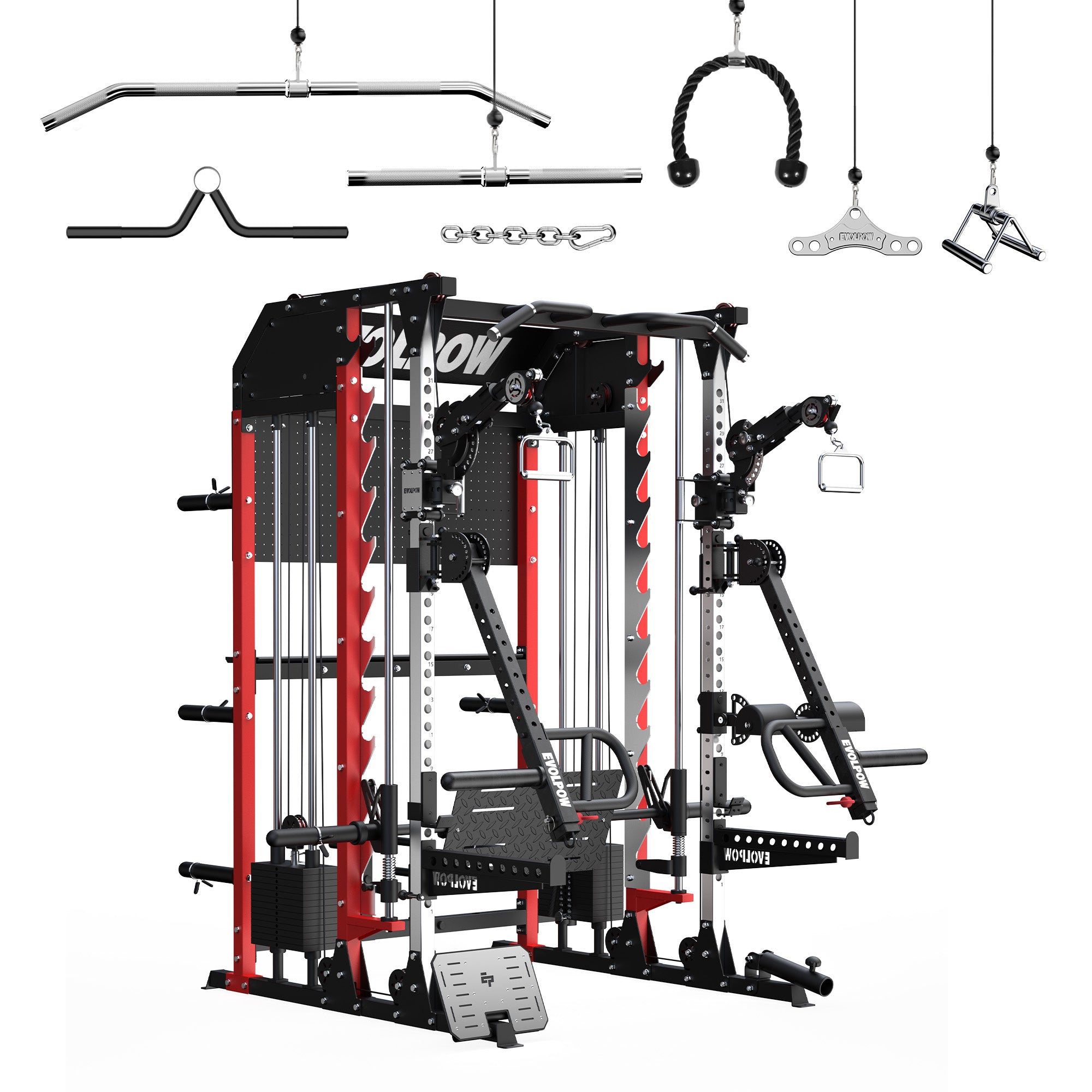 EVOLPOW M2B Pro Brute All-In-One Smith Machine Home Gym with Dual Weight Stacks