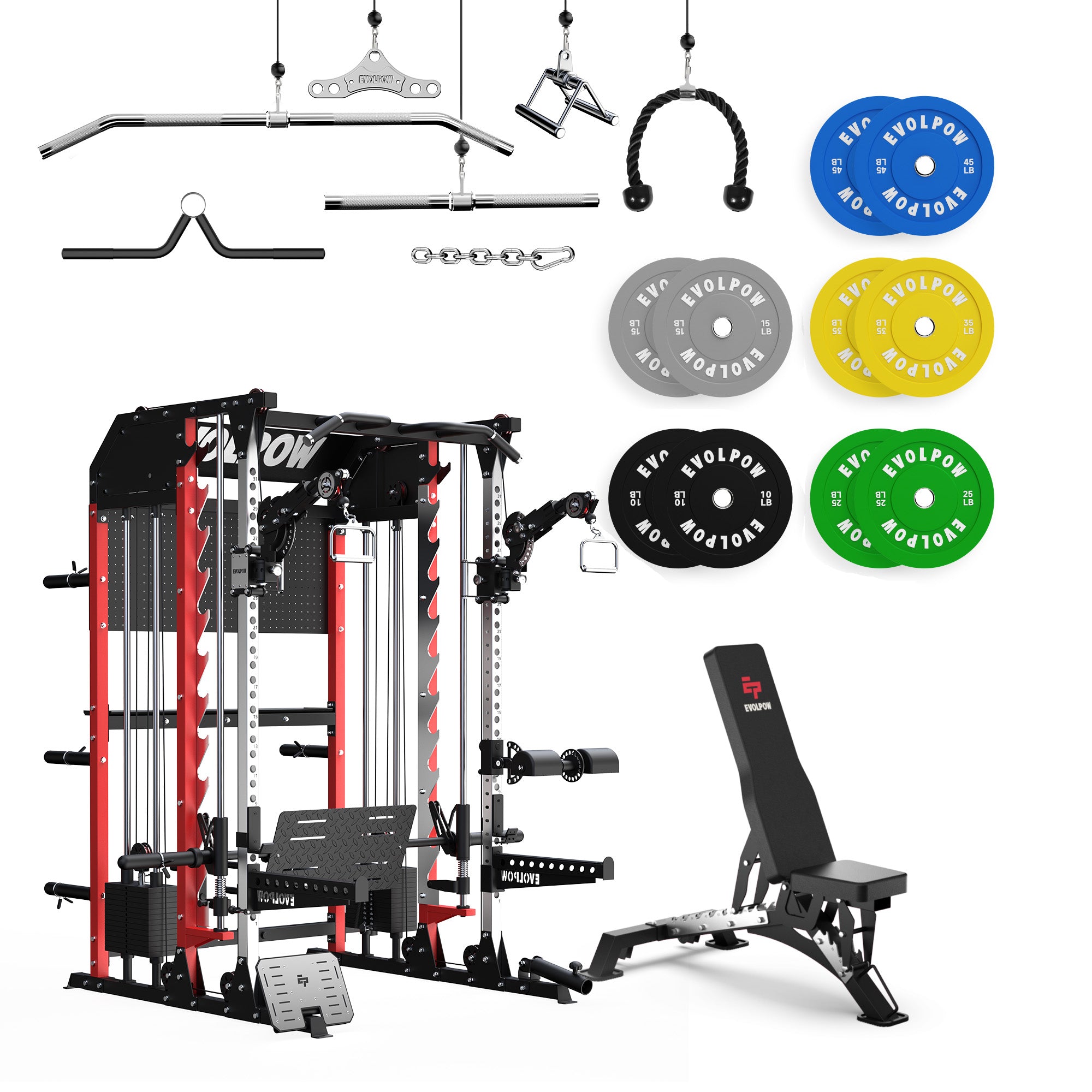 EVOLPOW M2B Pro Brute All-In-One Smith Machine Home Gym with Dual Weight Stacks