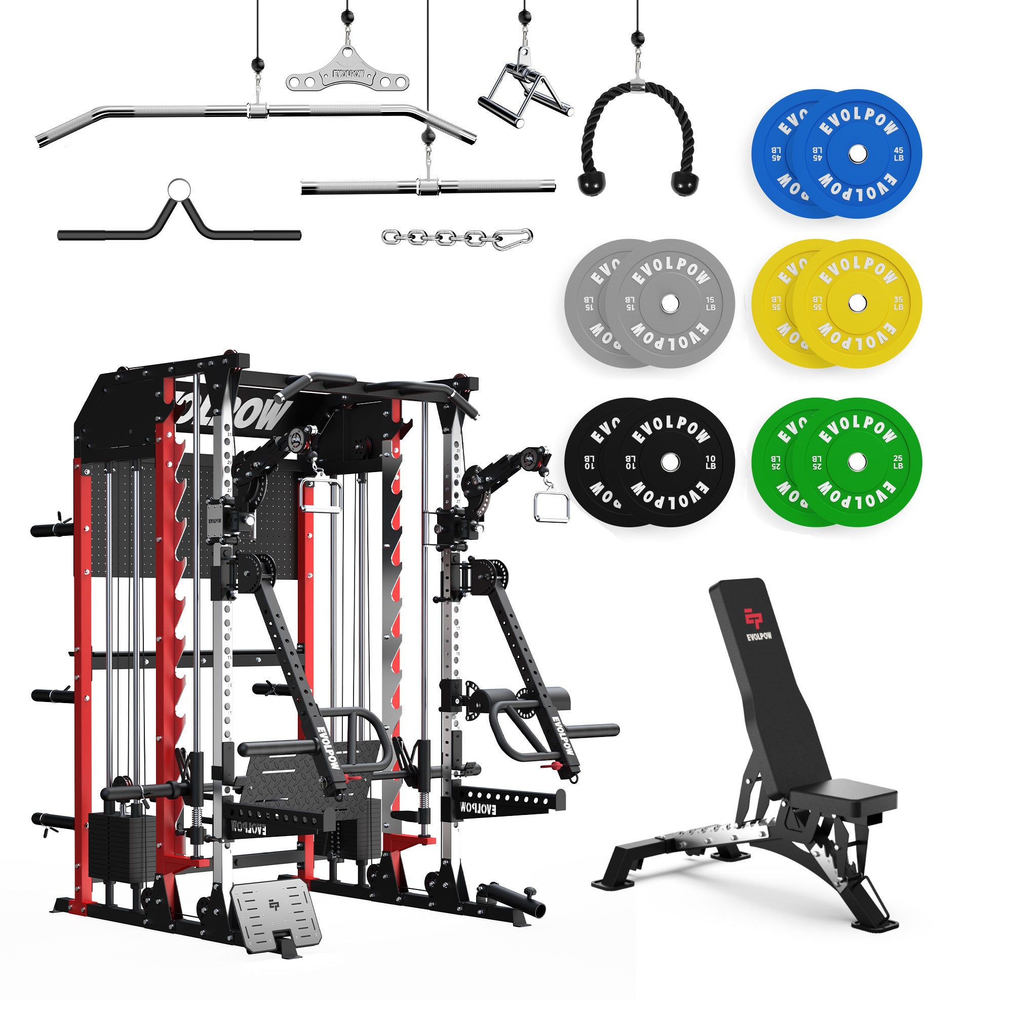 EVOLPOW M2B Pro Brute All-In-One Smith Machine Home Gym with Dual Weight Stacks