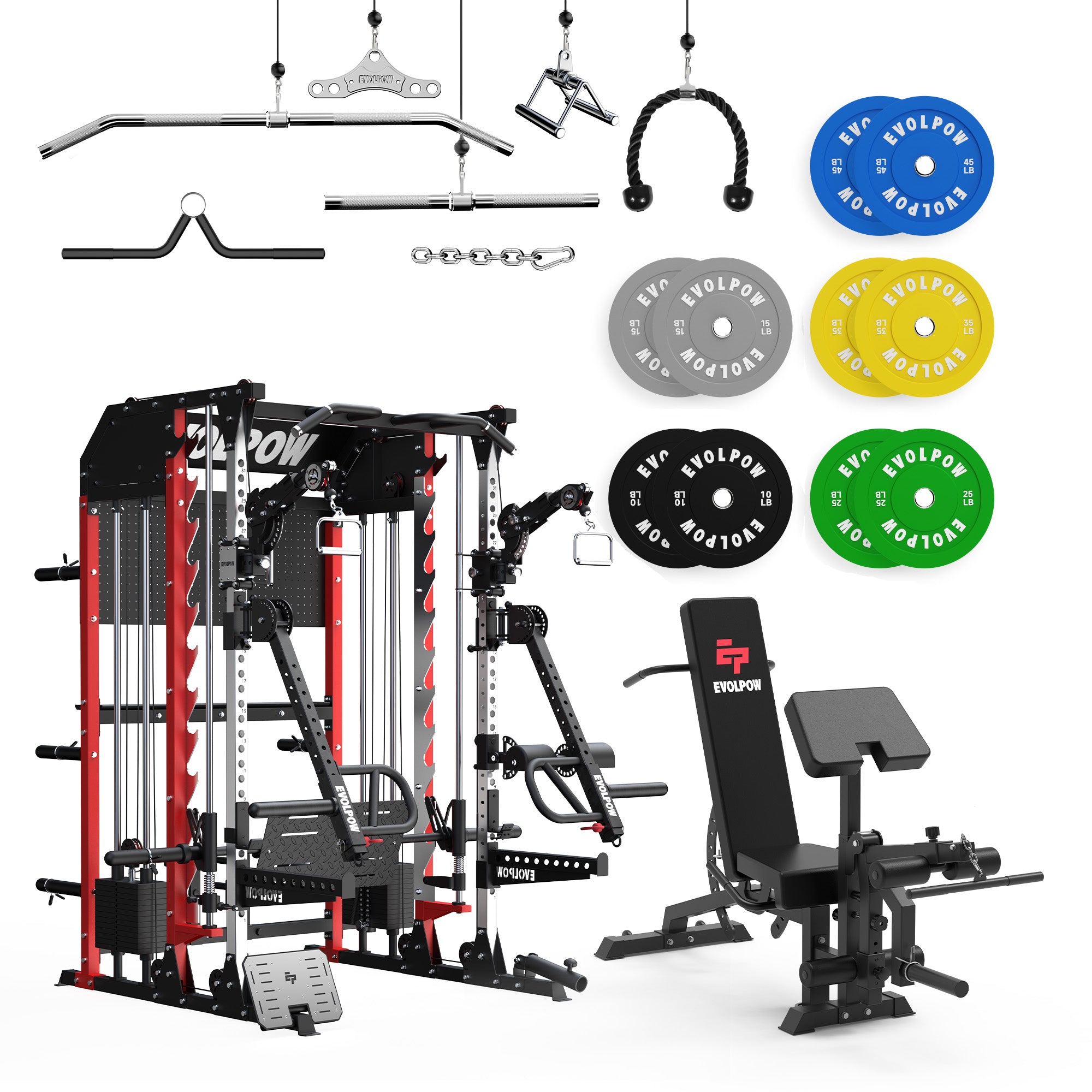 EVOLPOW M2B Pro Brute All-In-One Smith Machine Home Gym with Dual Weight Stacks