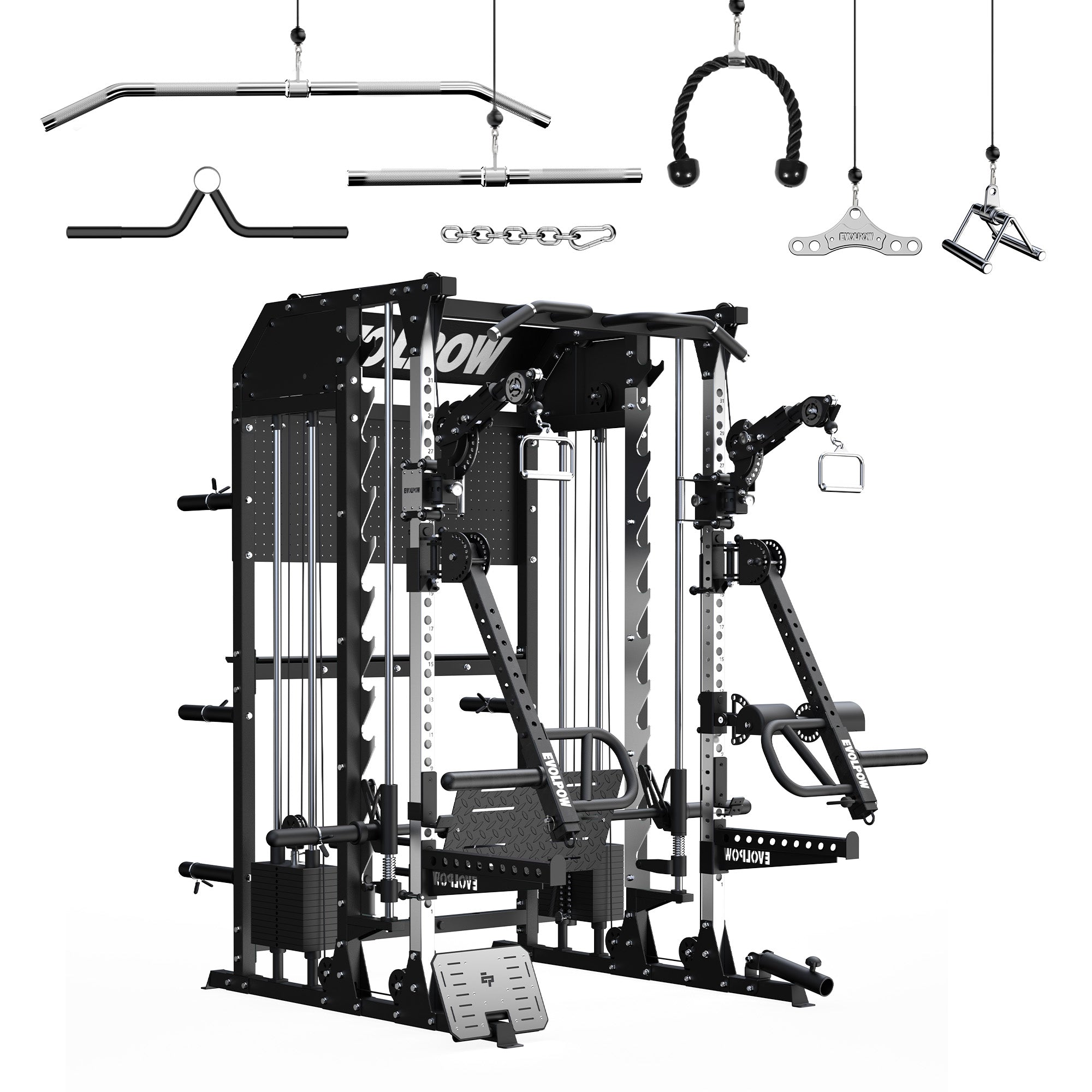 EVOLPOW M2B Pro Brute All-In-One Smith Machine Home Gym with Dual Weight Stacks