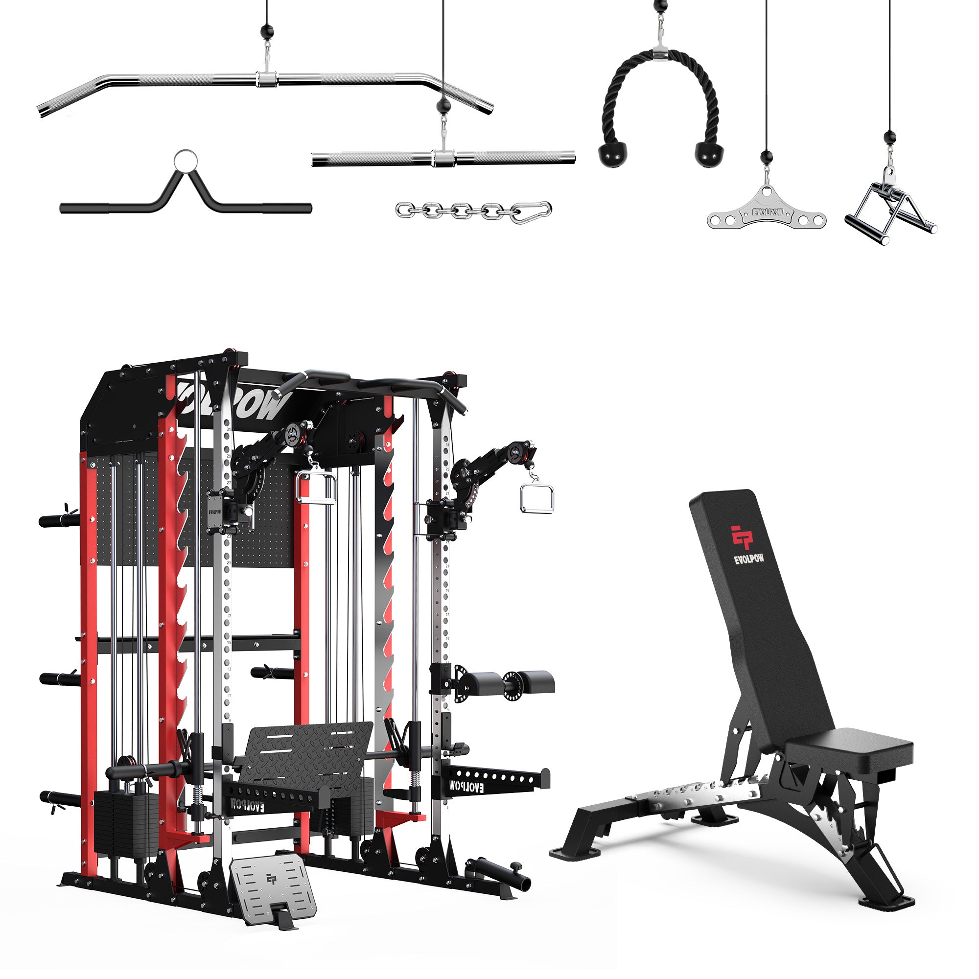 EVOLPOW M2B Pro Brute All-In-One Smith Machine Home Gym with Dual Weight Stacks