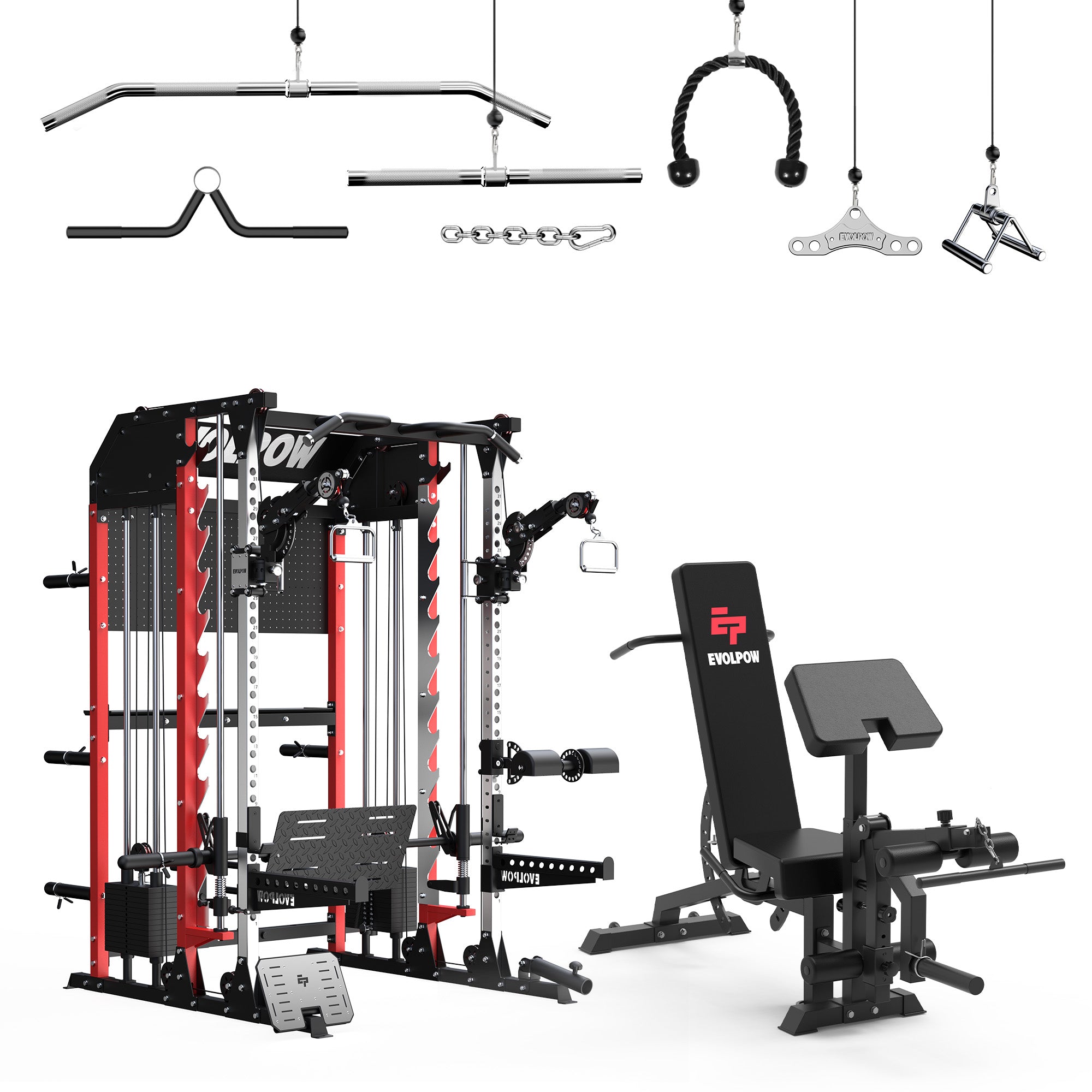EVOLPOW M2B Pro Brute All-In-One Smith Machine Home Gym with Dual Weight Stacks