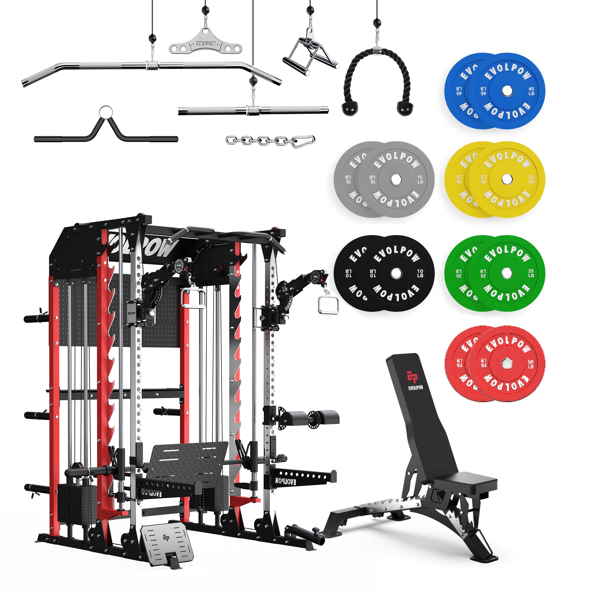 EVOLPOW M2B Pro Brute All-In-One Smith Machine Home Gym with Dual Weight Stacks