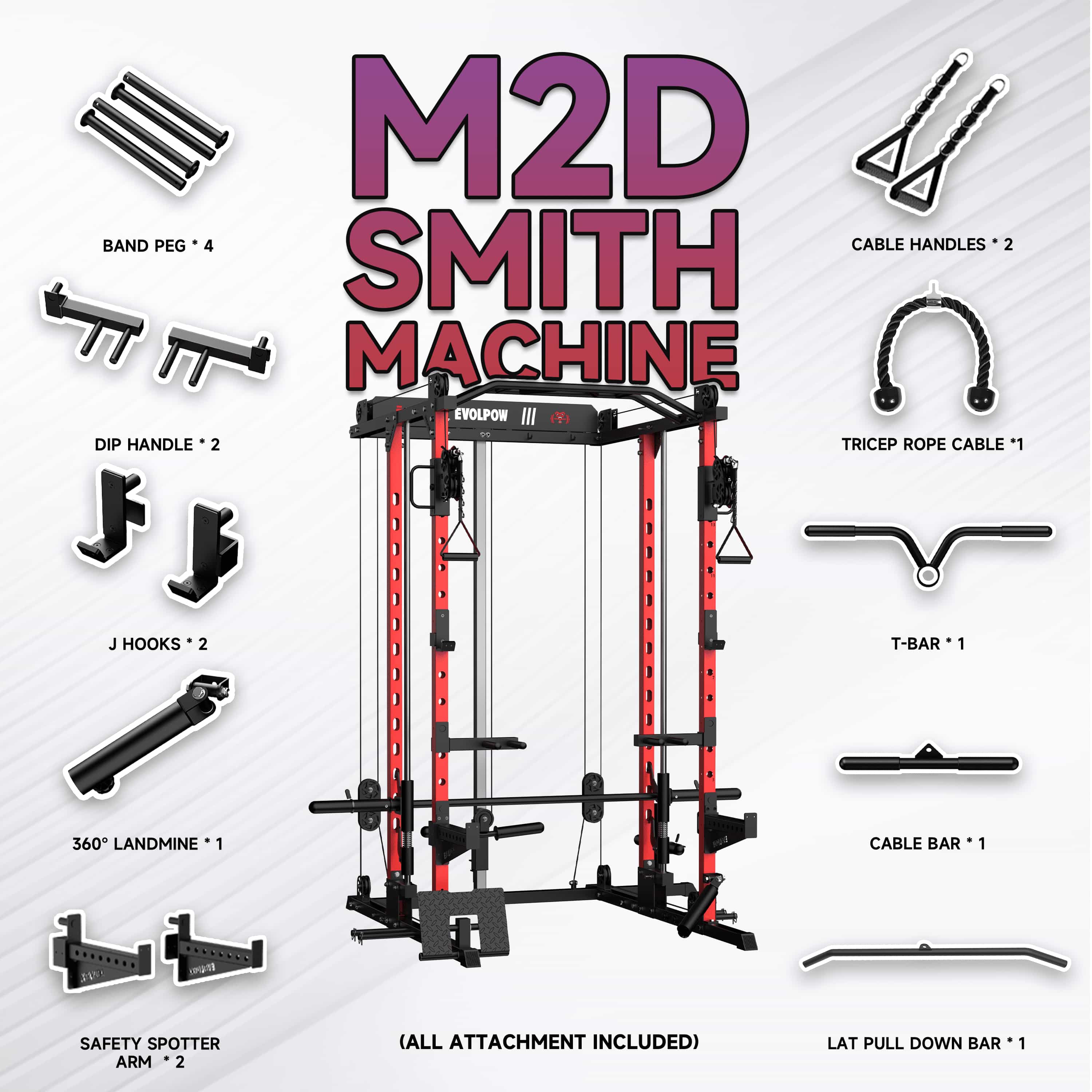 EVOLPOW M2D Brute All-in-One Smith Machine Home Gym