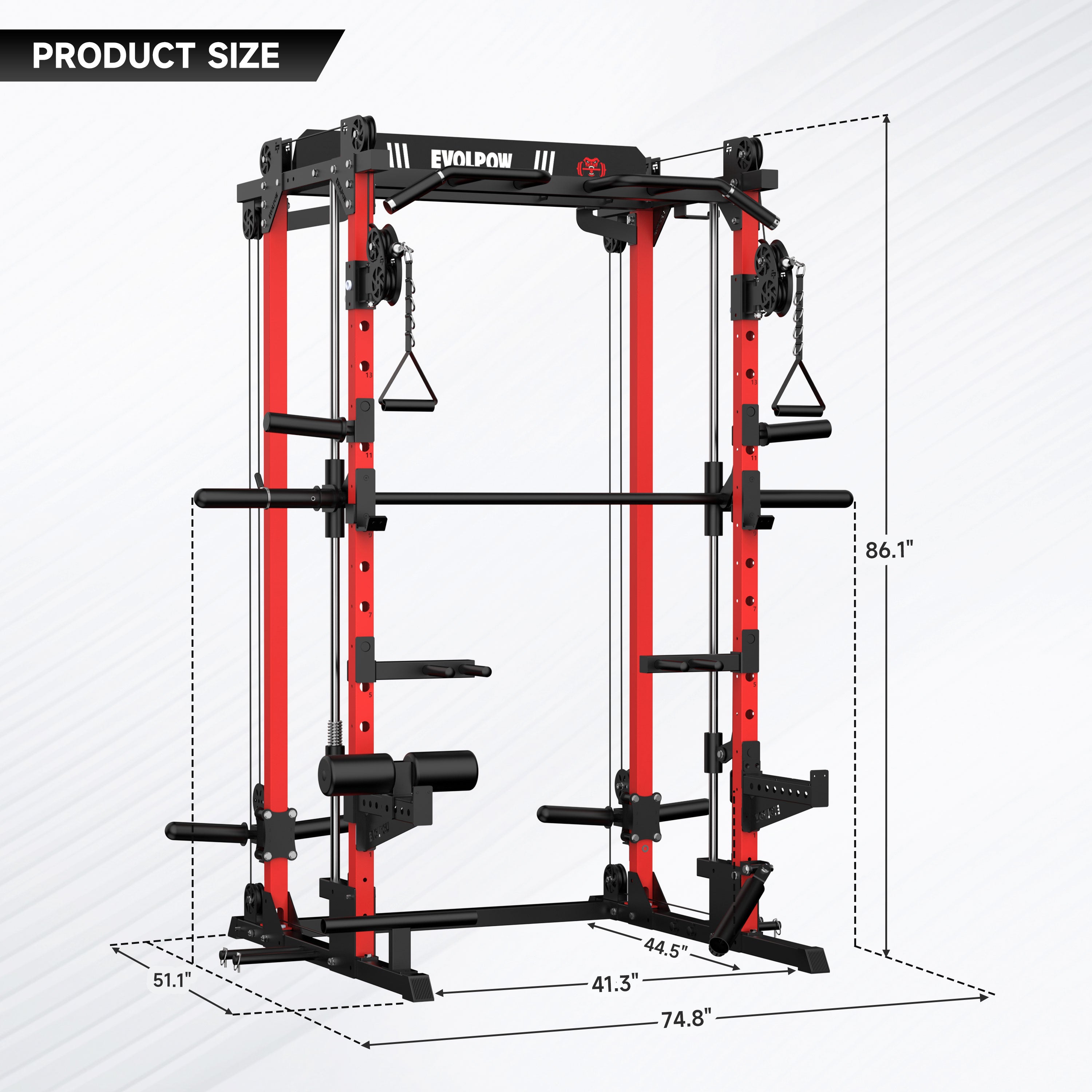 EVOLPOW M2D Brute All-in-One Smith Machine Home Gym Package (Dual Pulley Edition)